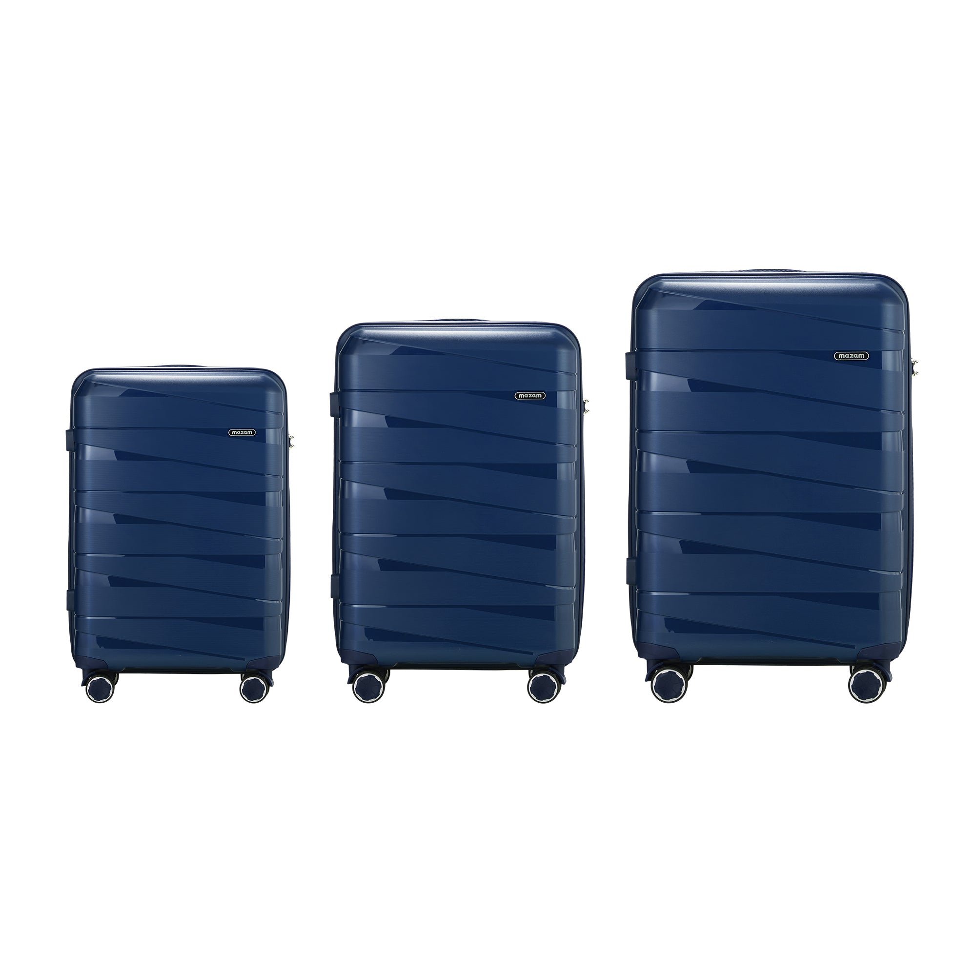 Mazam 3PCS Luggage Suitcase Trolley Set Travel TSA Lock Storage PP Case Navy - Sunyee