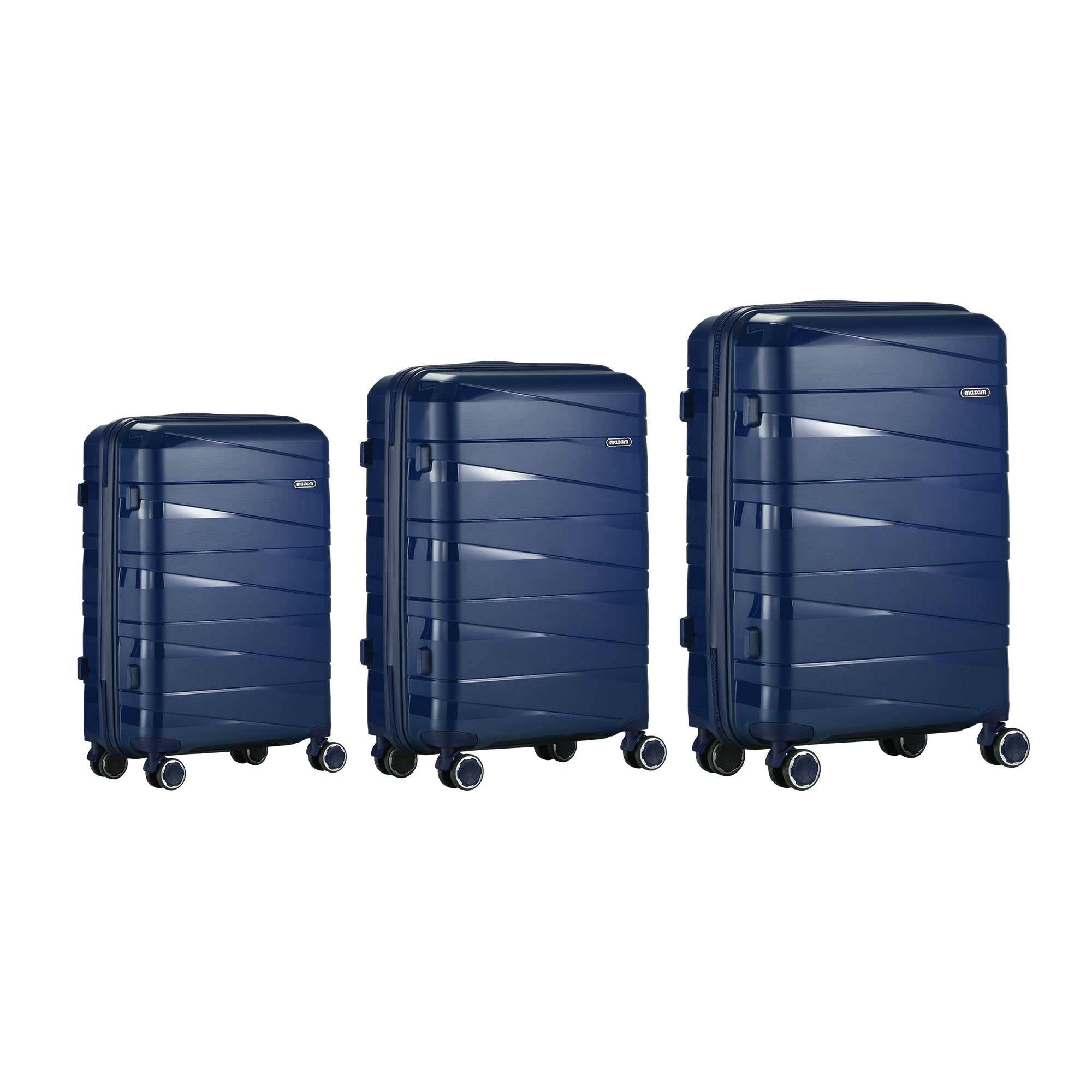 Mazam 3PCS Luggage Suitcase Trolley Set Travel TSA Lock Storage PP Case Navy - Sunyee