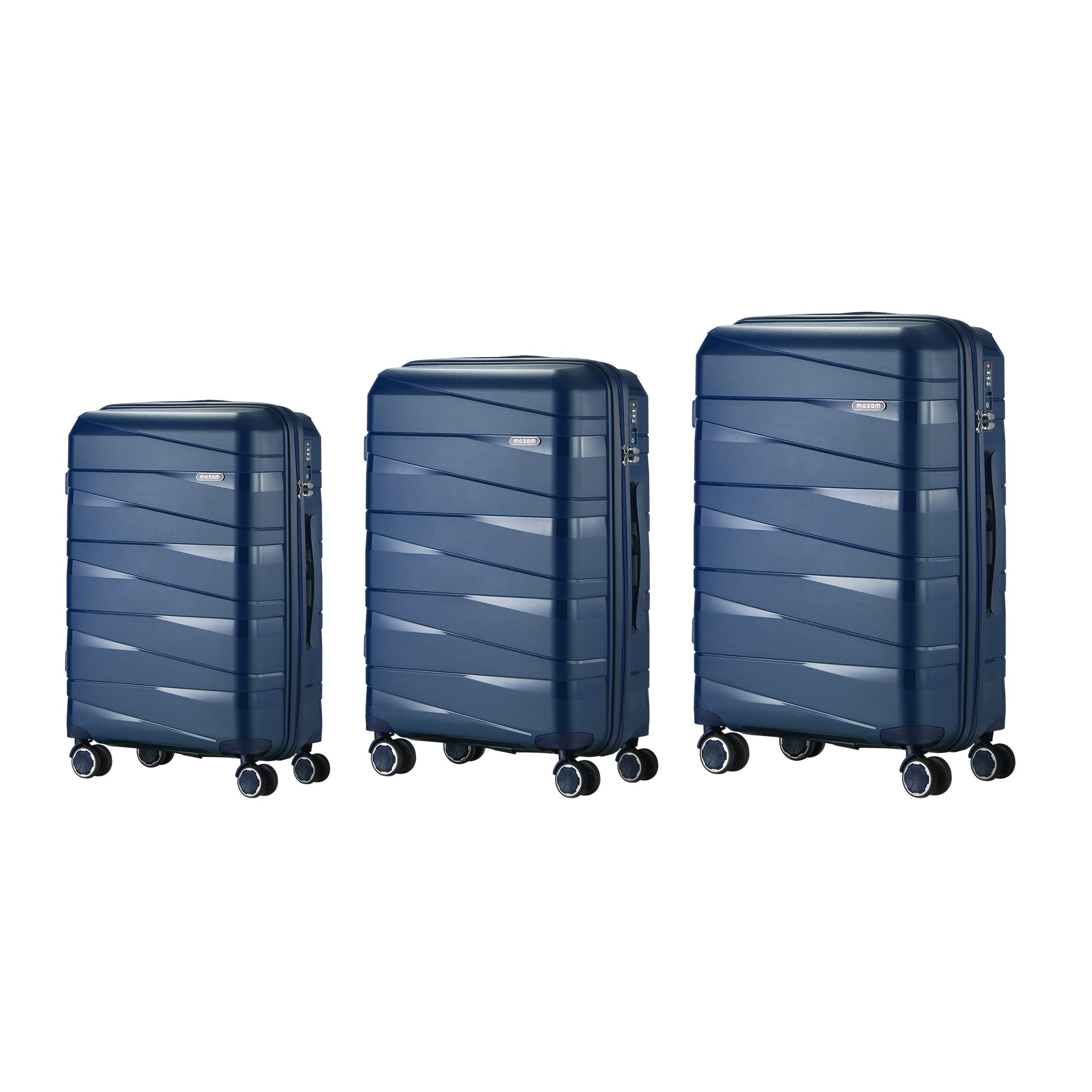 Mazam 3PCS Luggage Suitcase Trolley Set Travel TSA Lock Storage PP Case Navy - Sunyee