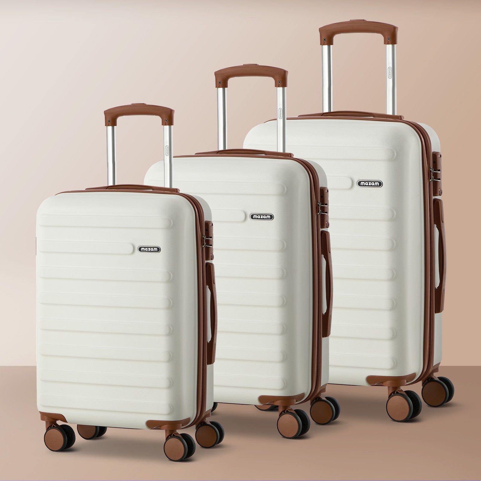 Mazam 3PCS Luggage Suitcase Trolley Set Travel TSA Lock Hard Shell Case White - Sunyee