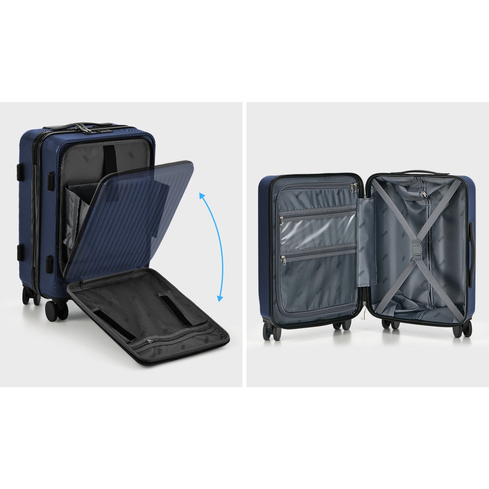 Mazam 20" Luggage Suitcase Front Opening Carry On TSA Hard Case with Cup Holder - Sunyee