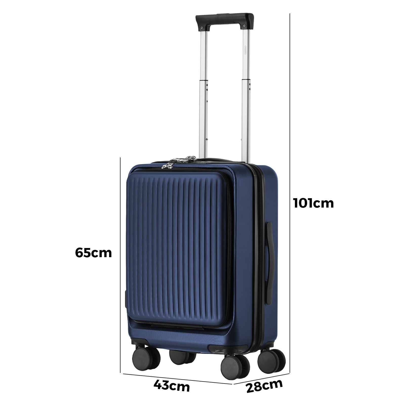 Mazam 24" Luggage Suitcase Front Opening Travel TSA Lock Storage Hard Case Navy - Sunyee