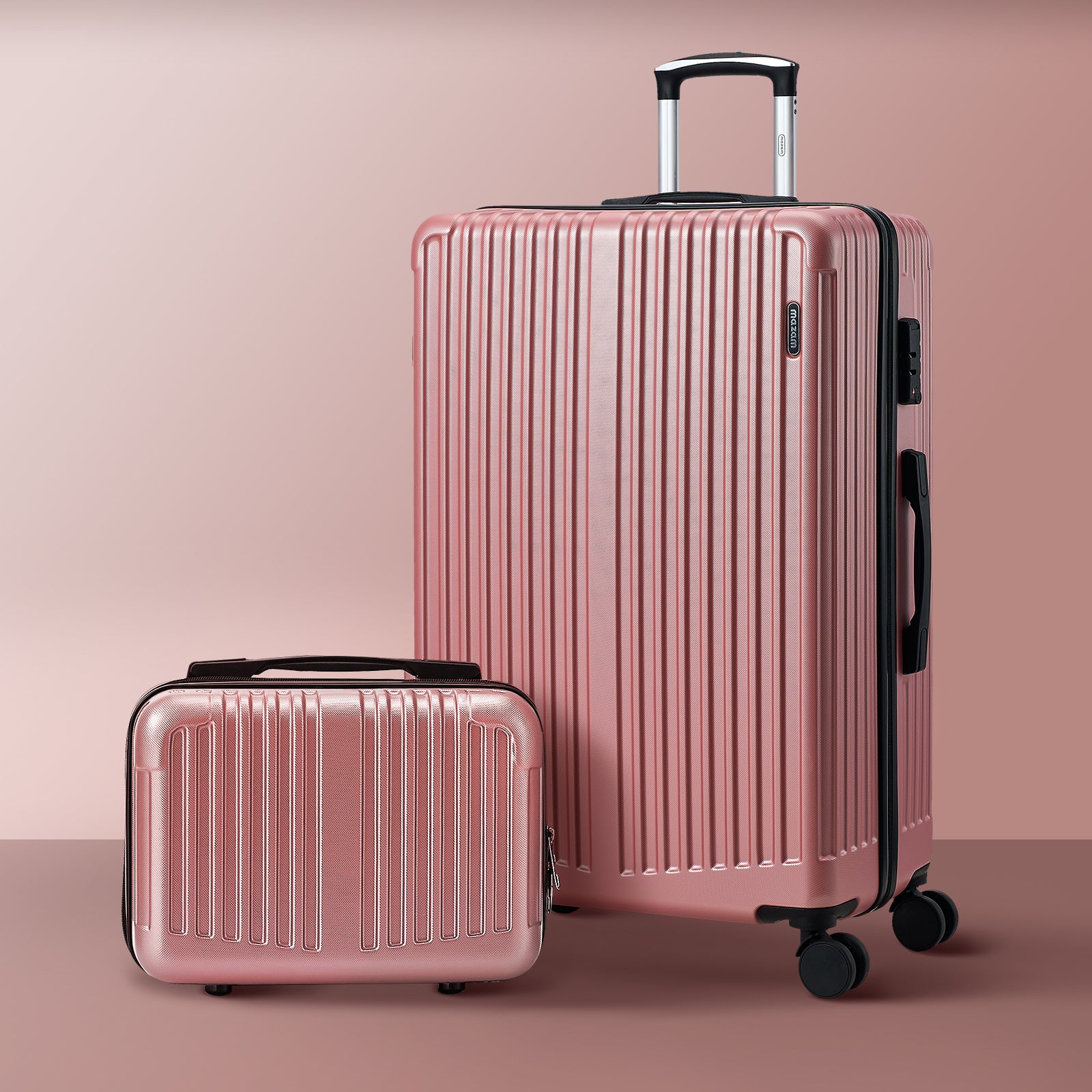 Mazam 2PCS Luggage Suitcase Trolley Set Carry On TSA Storage Hard Case Pink - Sunyee