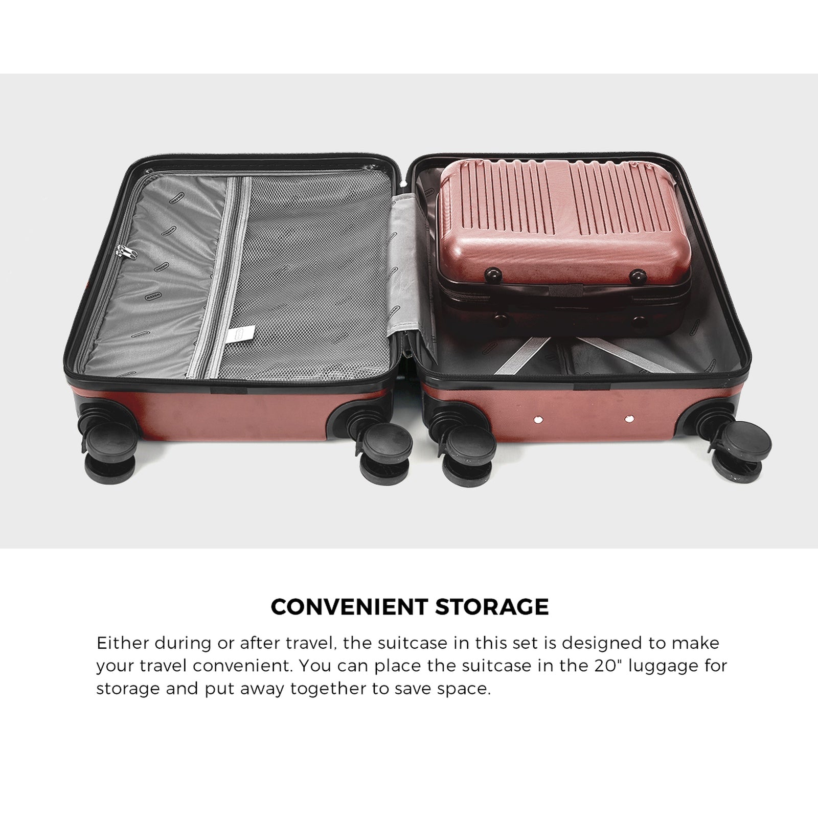 Mazam 2PCS Luggage Suitcase Trolley Set Carry On TSA Storage Hard Case Pink - Sunyee