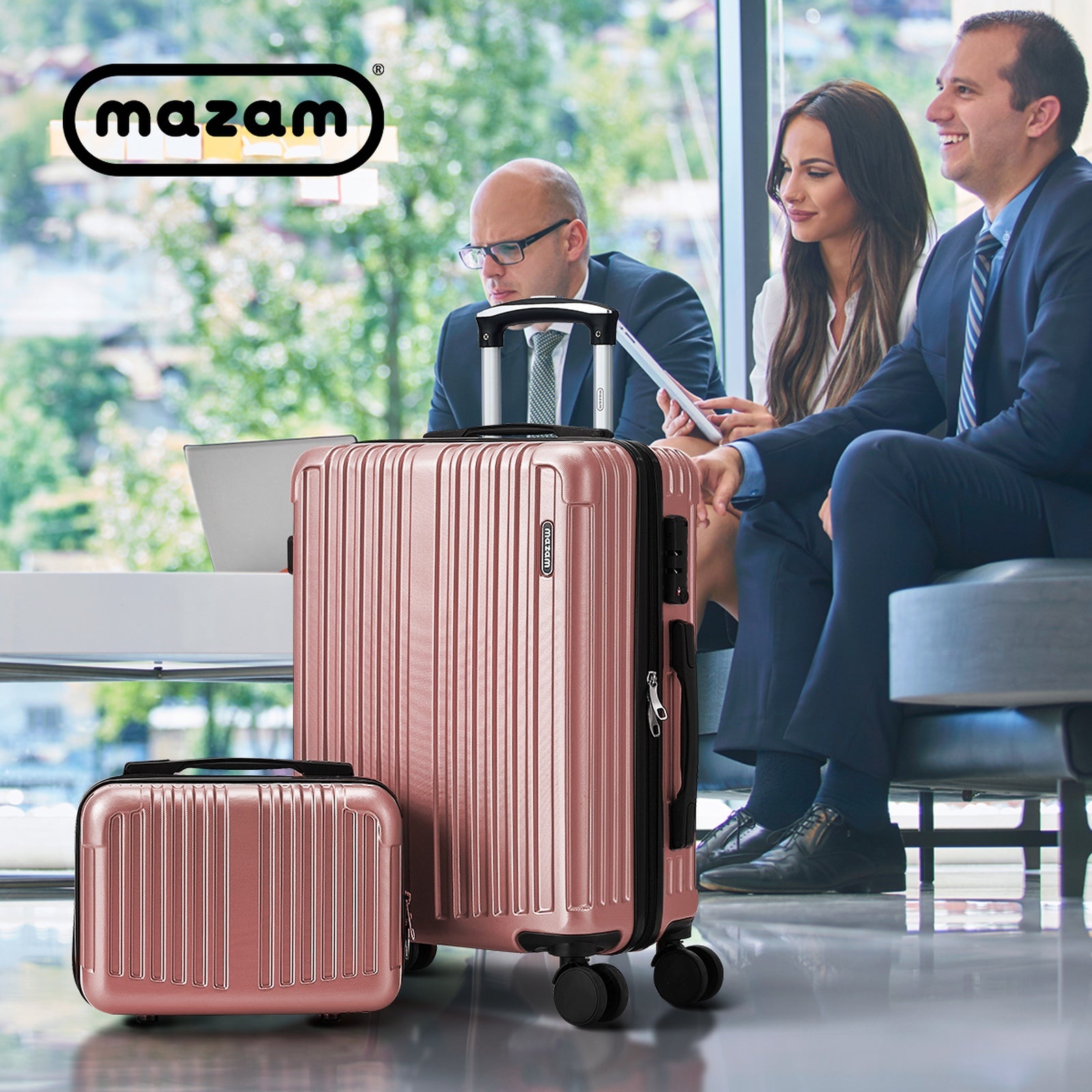 Mazam 2PCS Luggage Suitcase Trolley Set Carry On TSA Storage Hard Case Pink - Sunyee