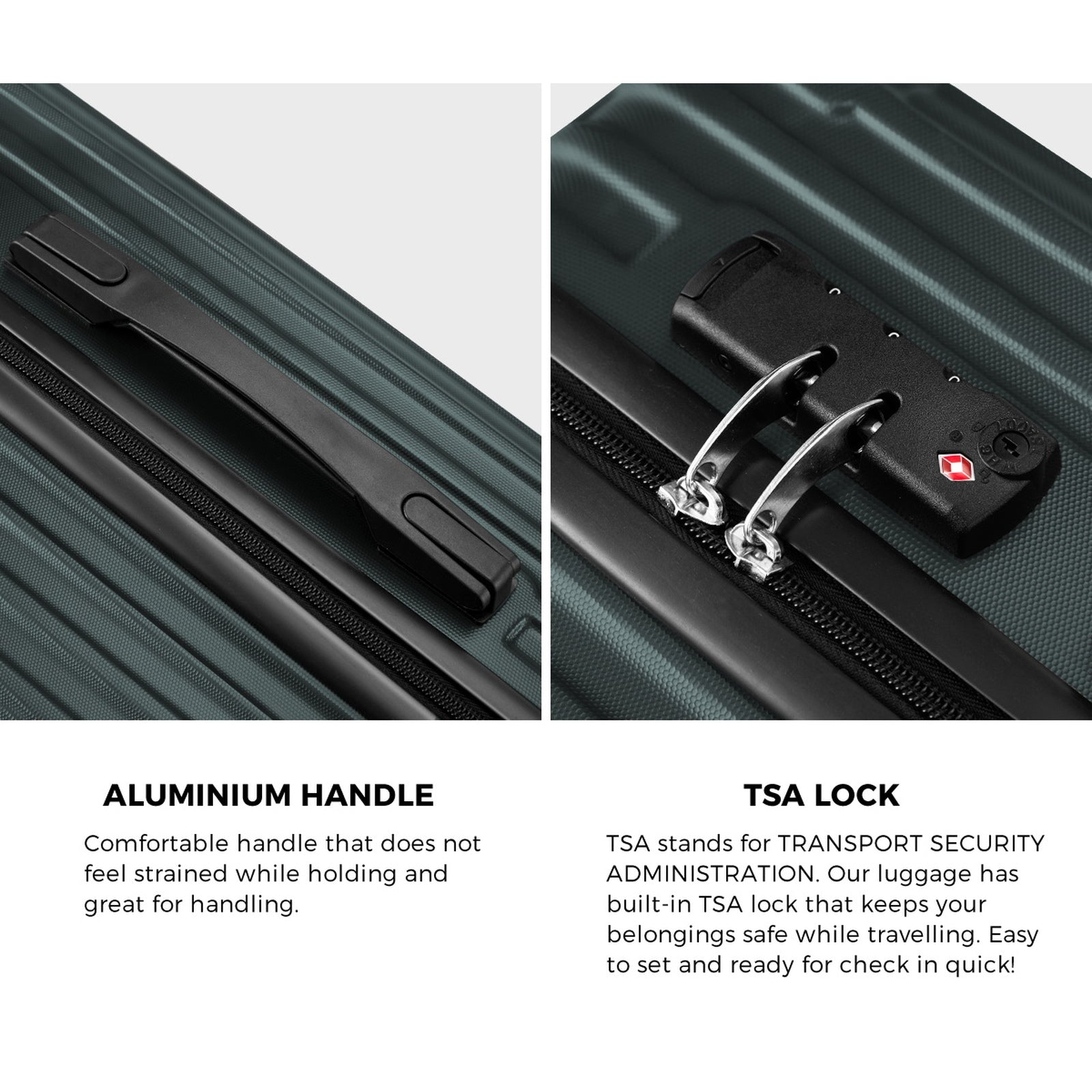 Mazam 3PCS Luggage Suitcase Trolley Set Travel TSA Lock Storage ABS Case Green