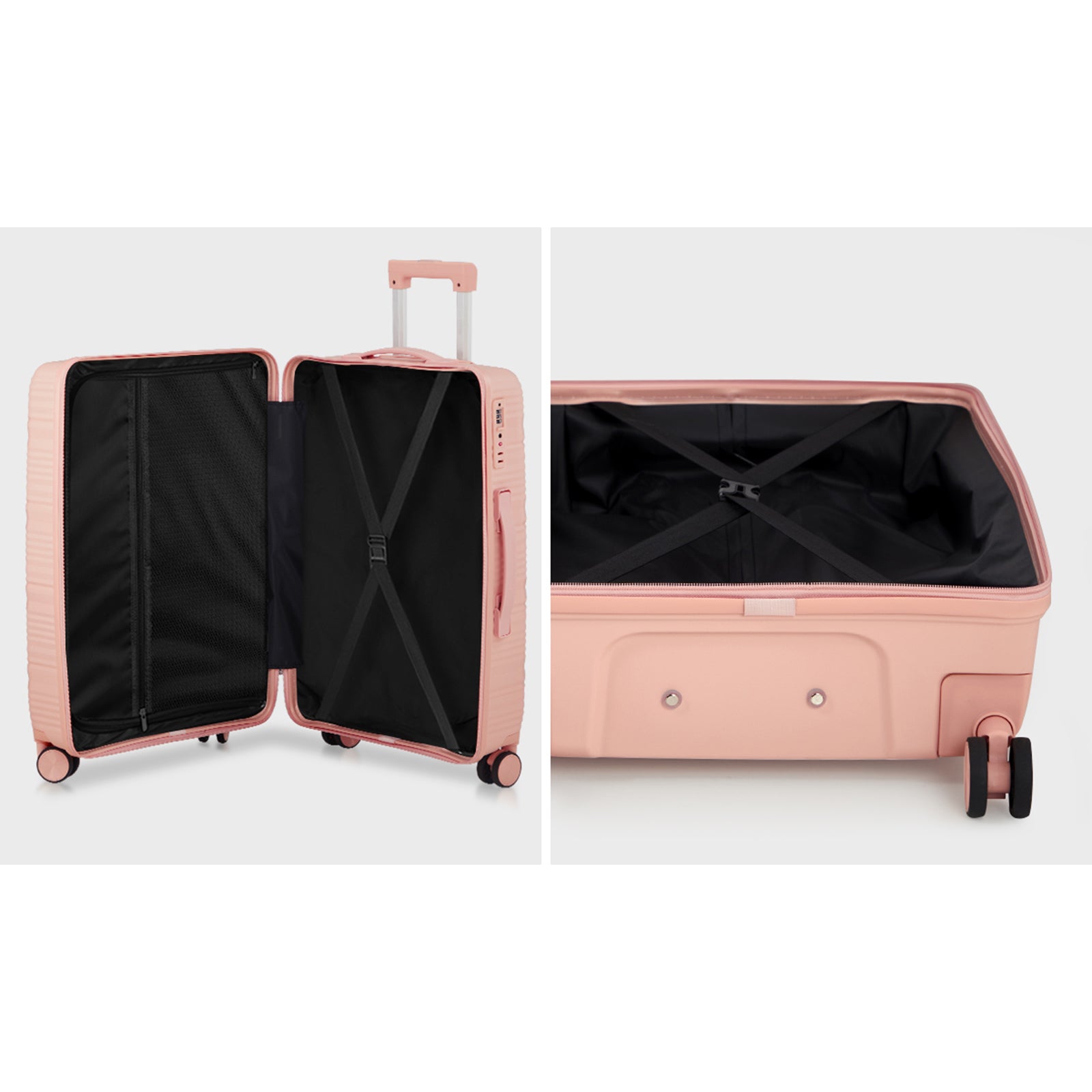 Mazam 3PCS Luggage Suitcase Trolley Set Travel PP Case TSA Lock Storage Pink - Sunyee