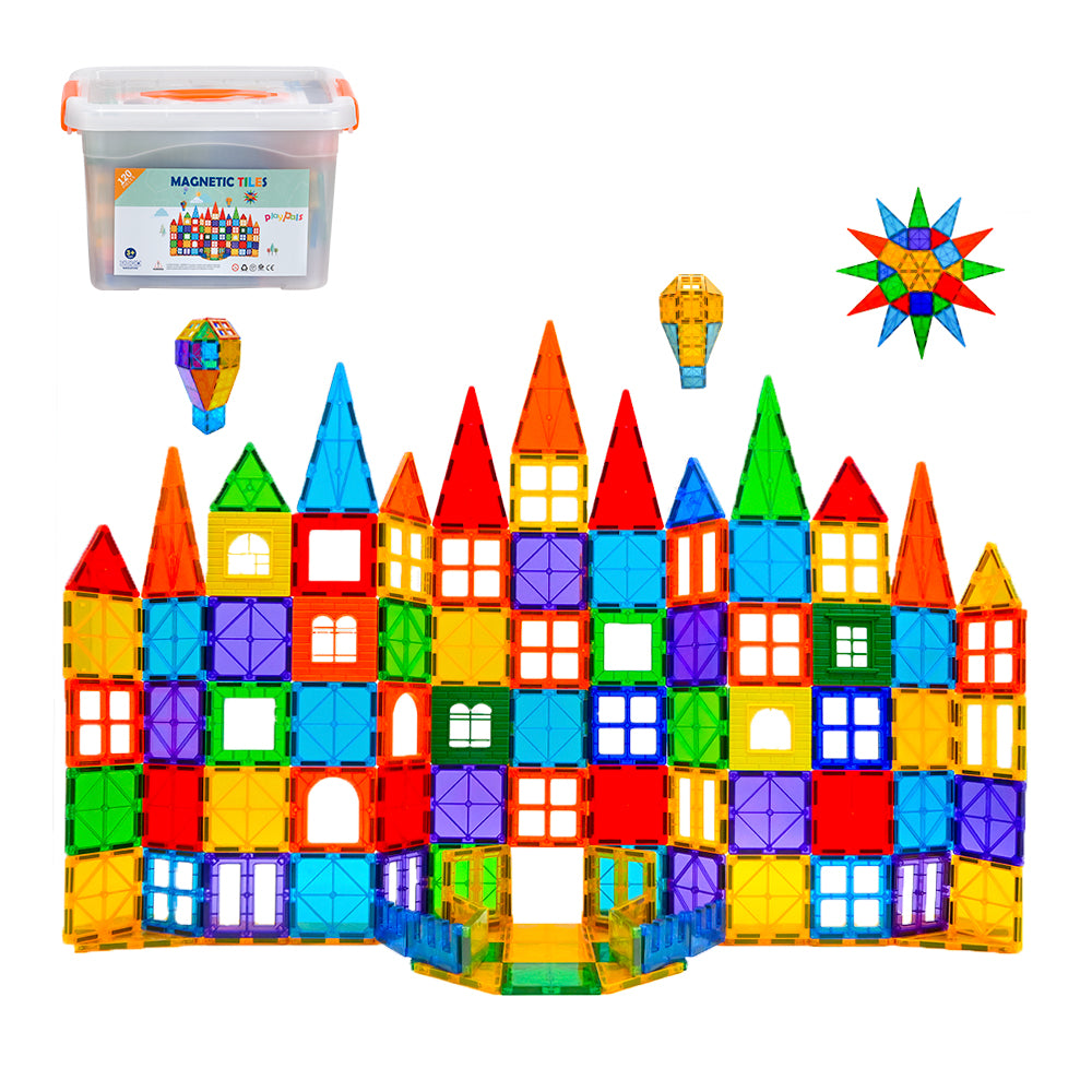 Playpals 120PCS Kids Magnetic Tiles Blocks Building Educational Toys Child Gift - Sunyee
