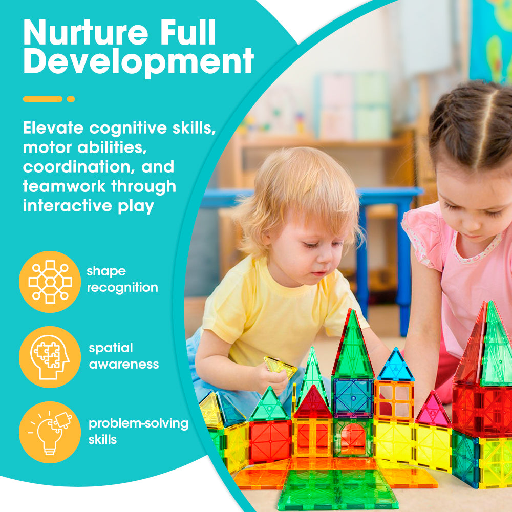 Playpals 120PCS Kids Magnetic Tiles Blocks Building Educational Toys Child Gift - Sunyee