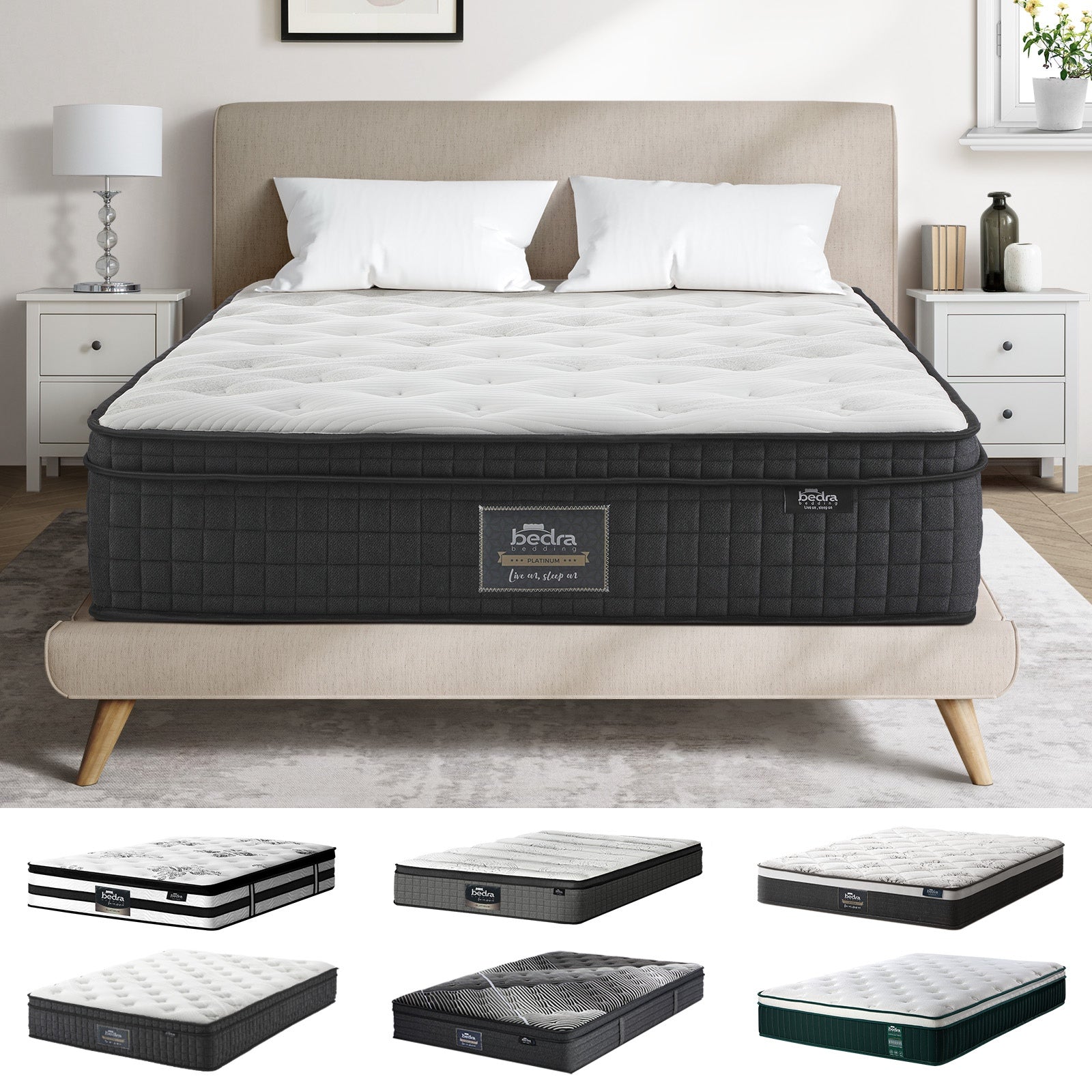 Bedra Double Mattress Queen King Single Pocket Spring 30-35cm Luxury Foam Bed - Sunyee
