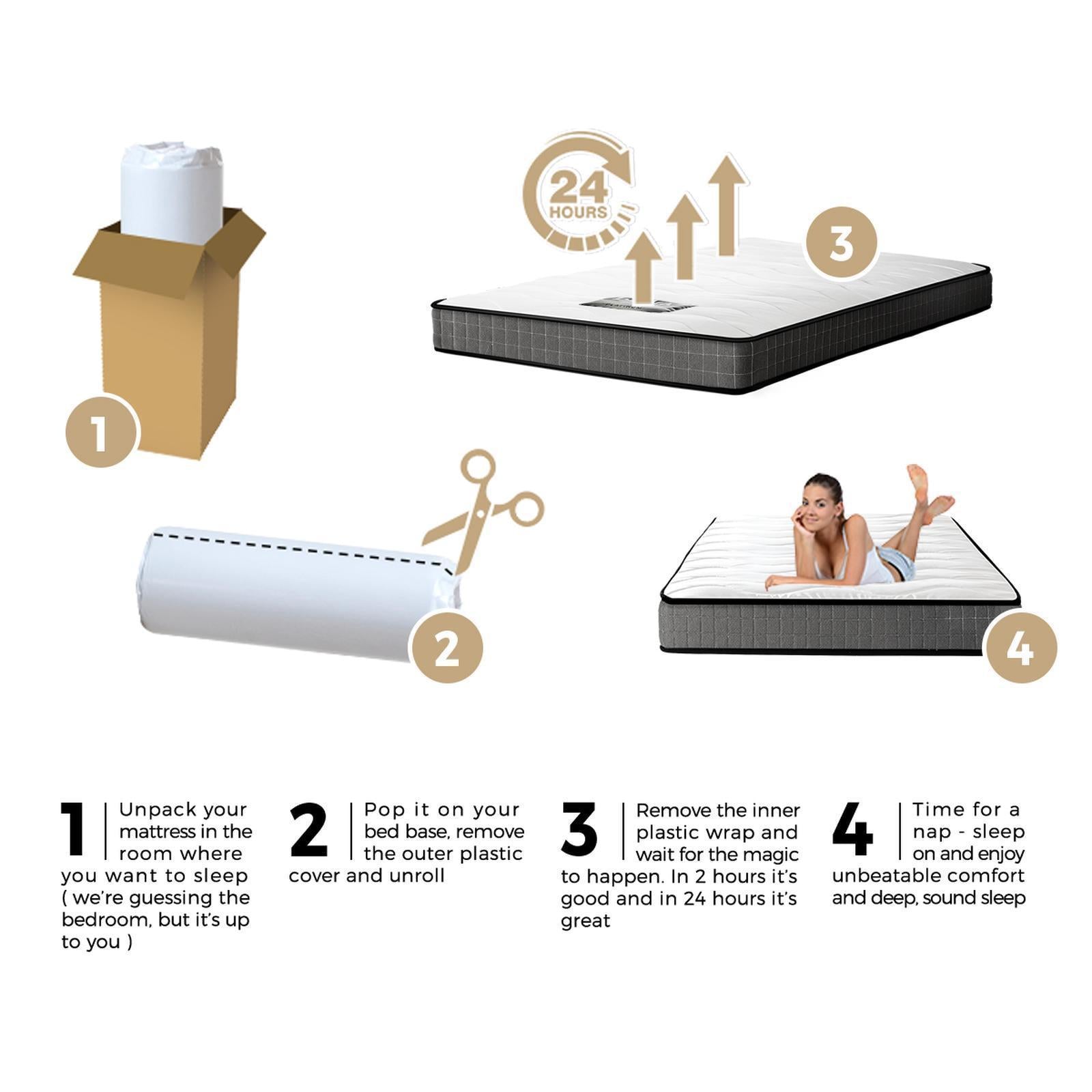 Bedra King Single Mattress Bed Tight Top Bonnell Spring Foam Medium Firm 13CM - Sunyee