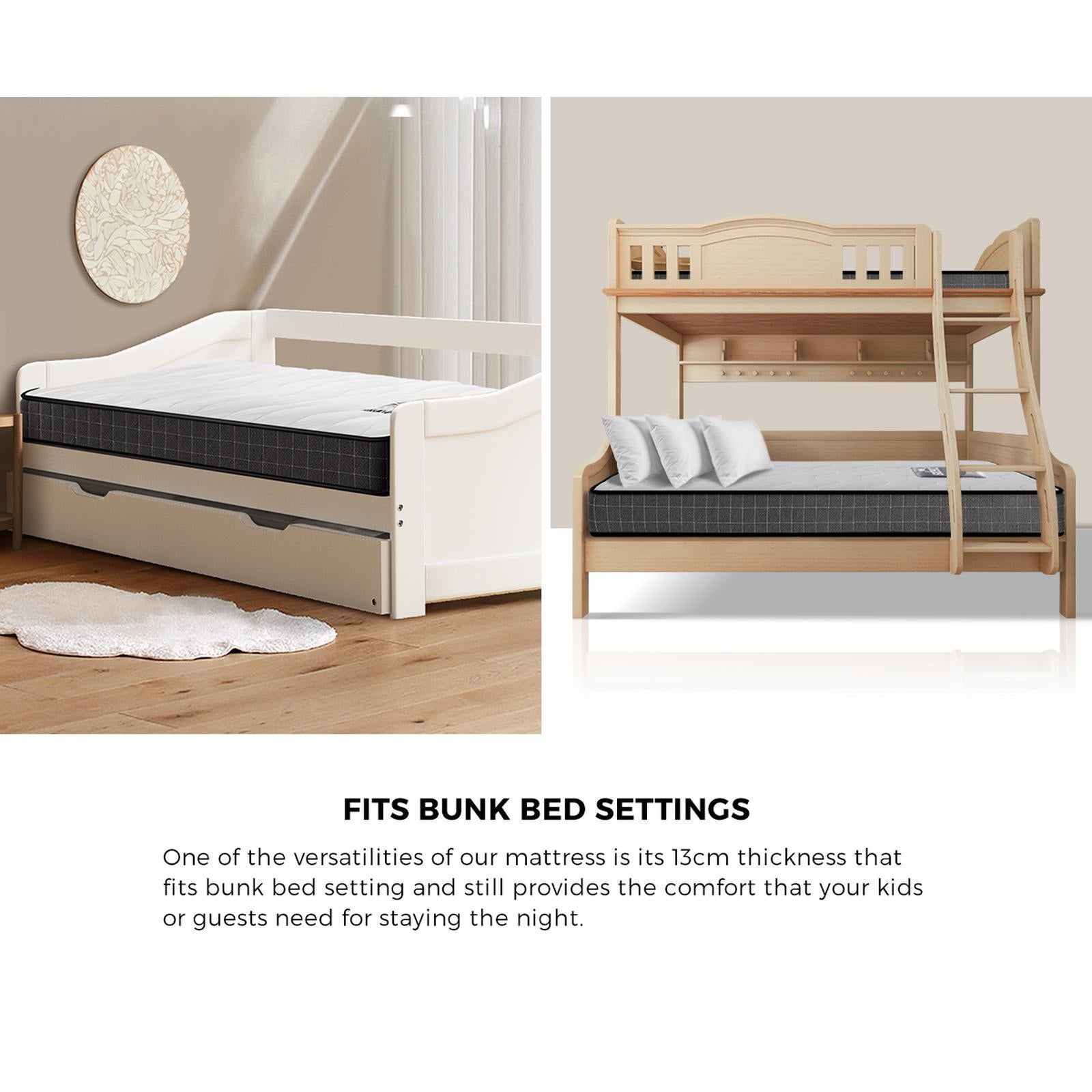 Bedra Single Mattress Tight Top Bed Bonnell Spring Foam 13CM Medium Firm - Sunyee