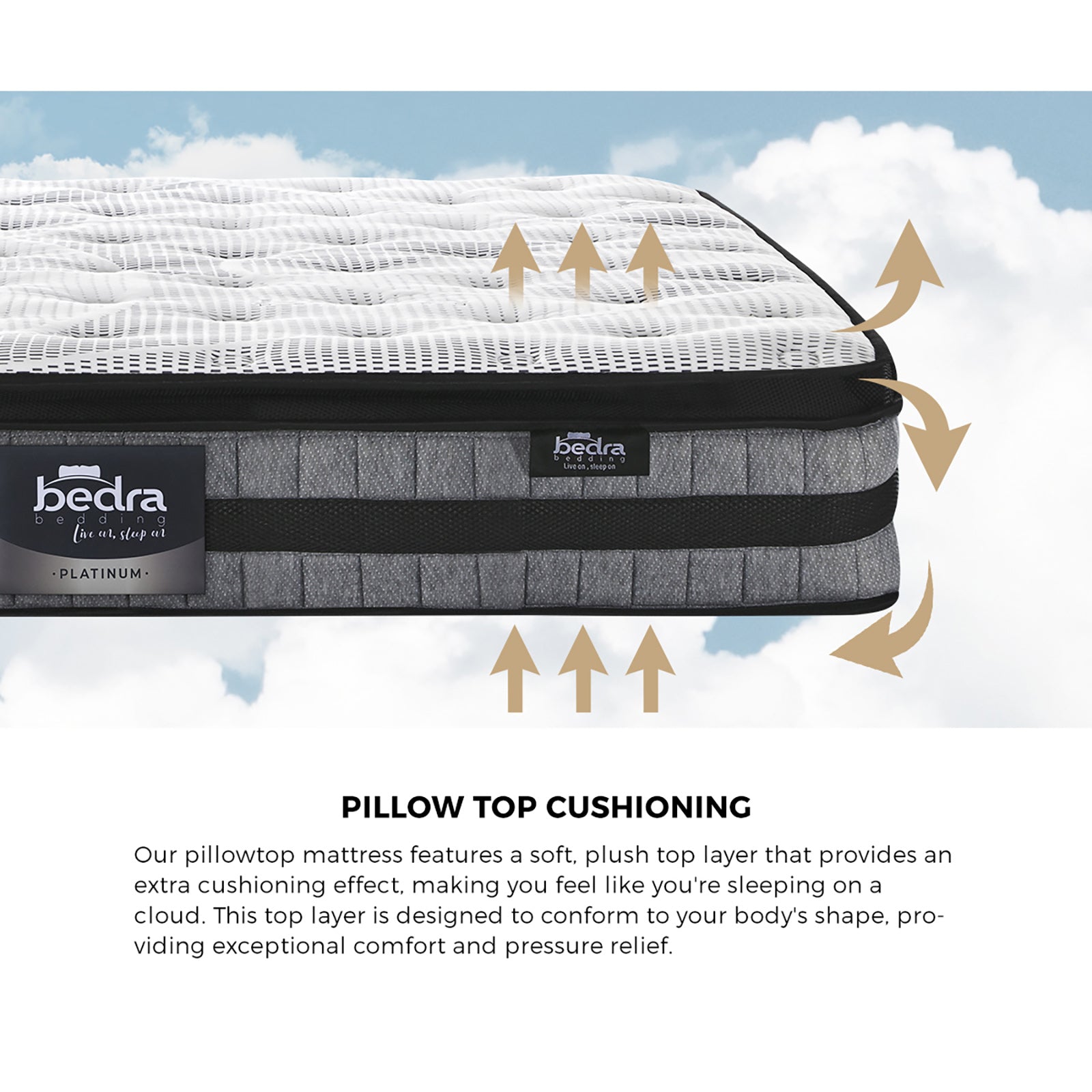 Bedra Single Mattress Cool Gel Foam Bonnell Spring Luxury Pillow Top Bed 22cm - Sunyee