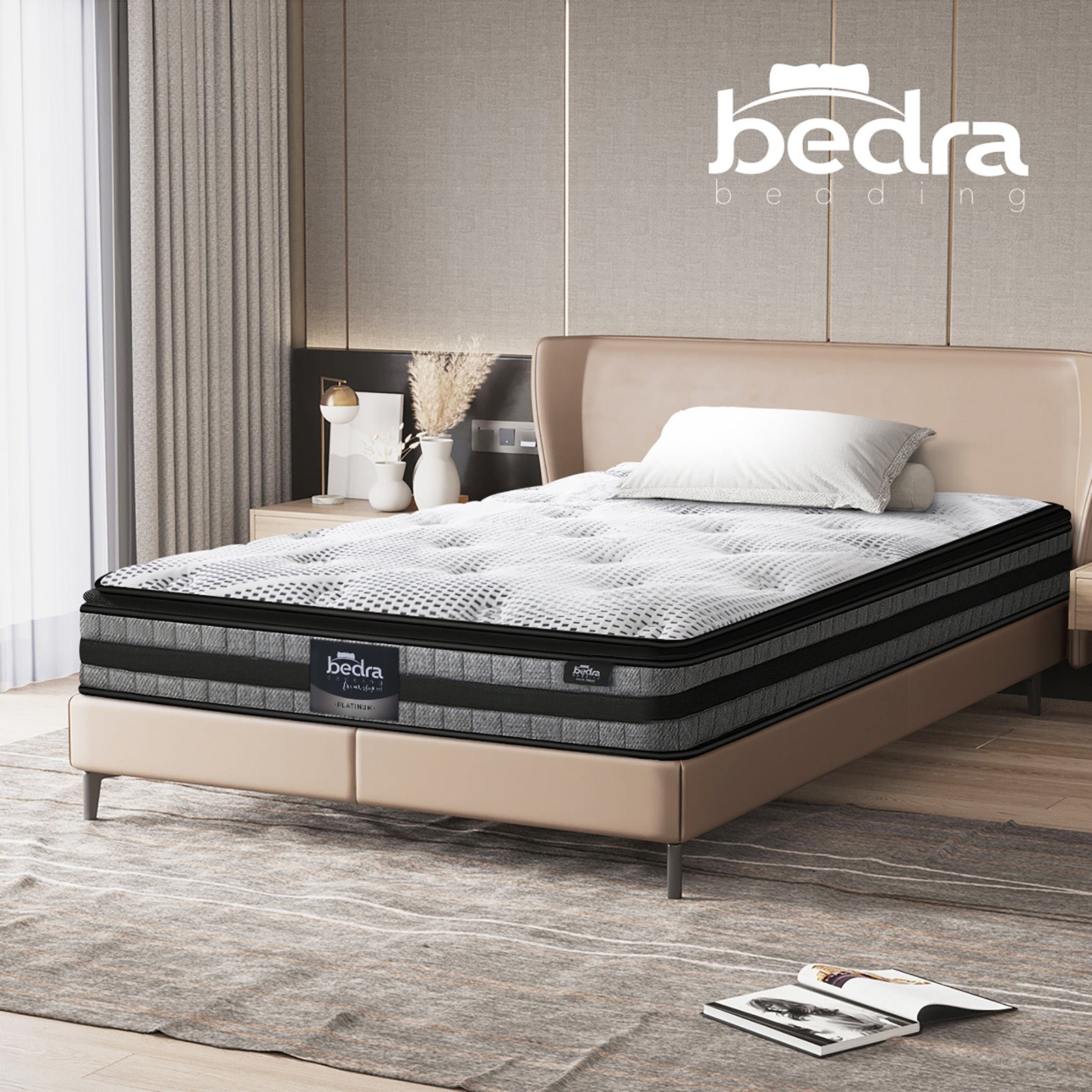 Bedra Single Mattress Cool Gel Foam Bonnell Spring Luxury Pillow Top Bed 22cm - Sunyee