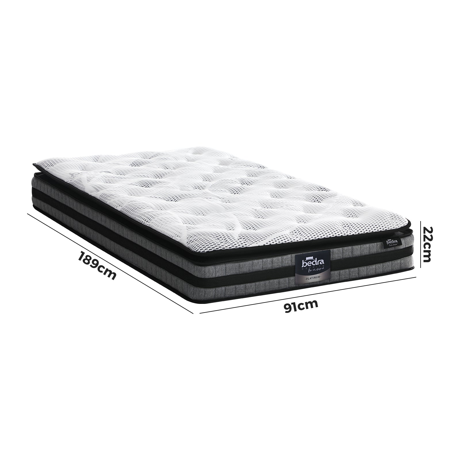 Bedra Single Mattress Cool Gel Foam Bonnell Spring Luxury Pillow Top Bed 22cm - Sunyee