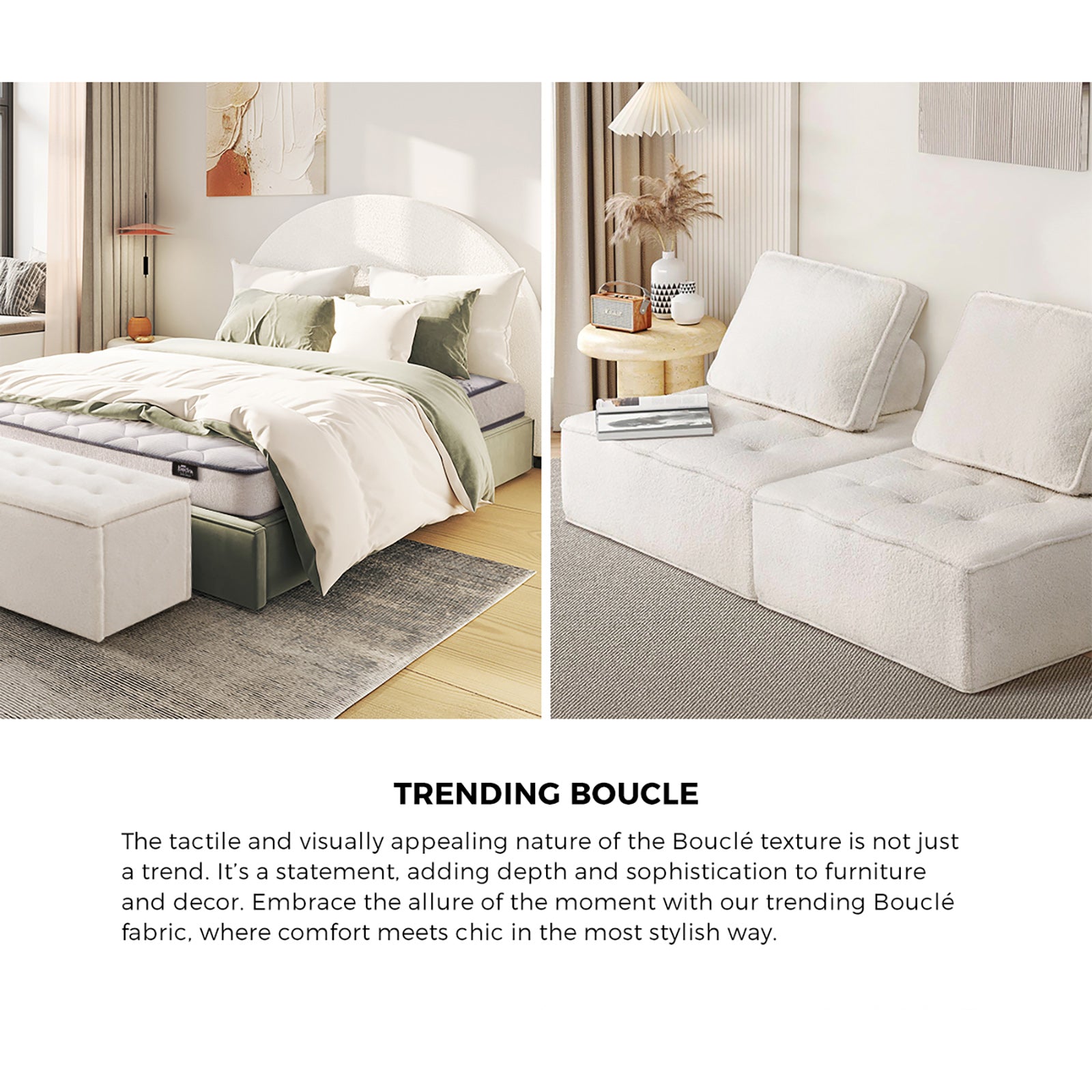 Bedra King Mattress Bed Luxury Medium Firm Foam Boucle Bonnell Spring 16cm - Sunyee