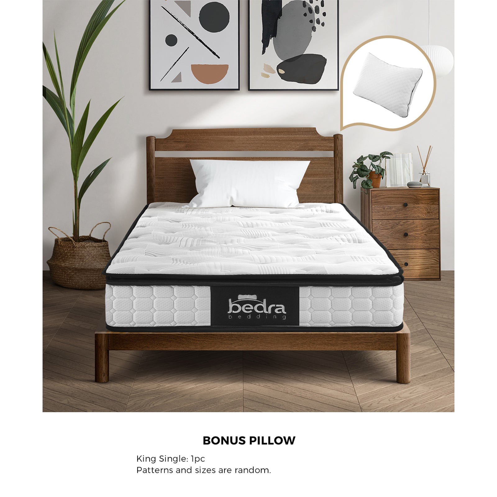 Bedra King Single Mattress 22CM Cool Gel Foam Bonnell Spring with Pillow - Sunyee