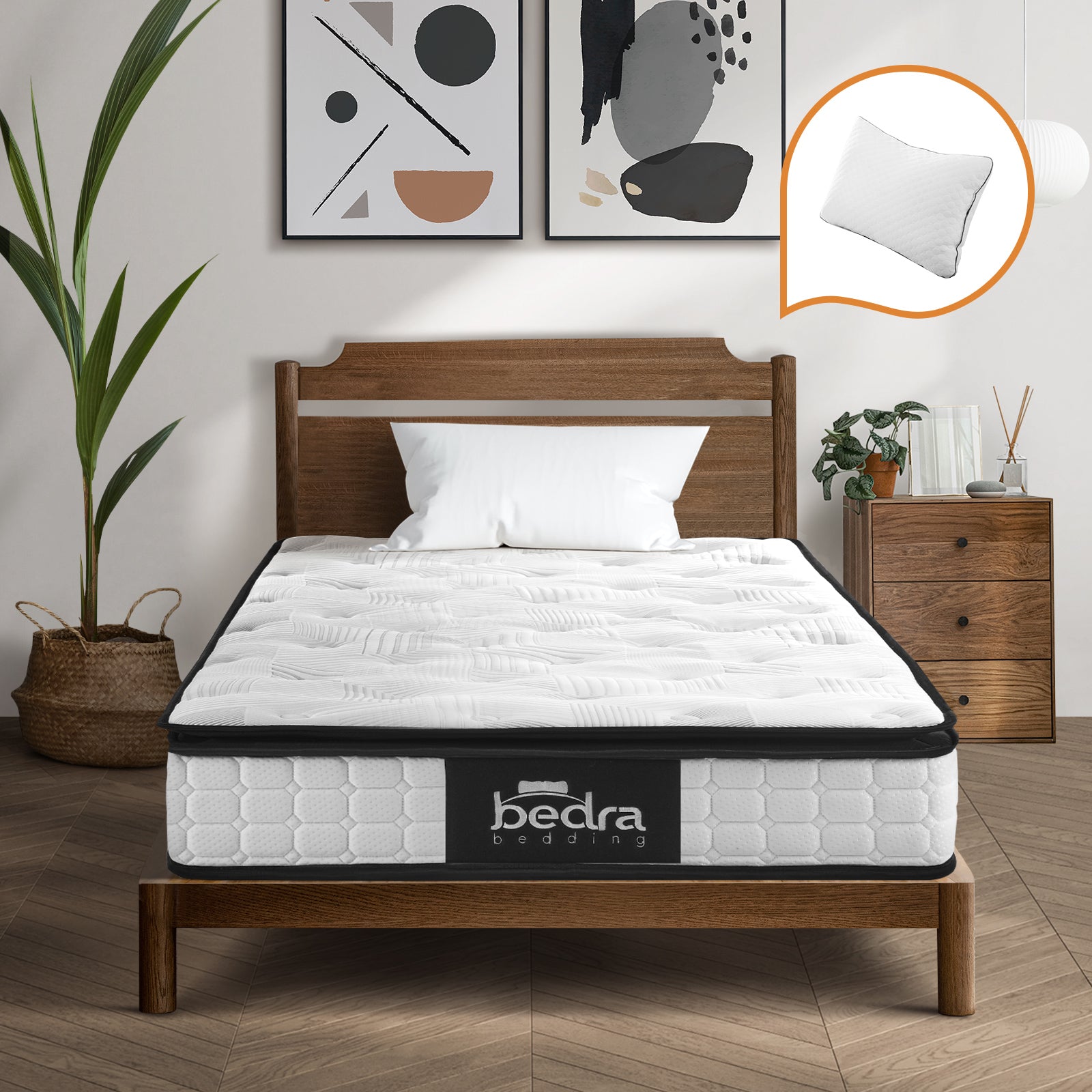 Bedra King Single Mattress 22CM Cool Gel Foam Bonnell Spring with Pillow - Sunyee
