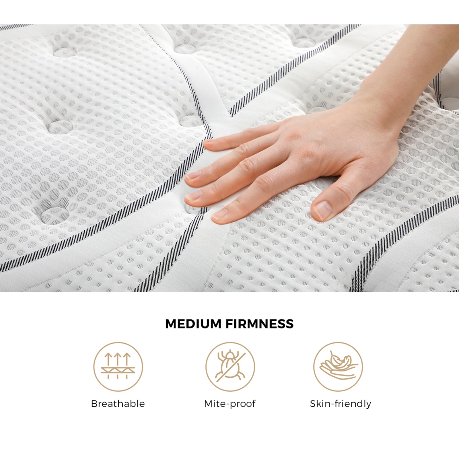 Bedra Queen Mattress Bonnell Spring Tight Top Bed Medium Firm 21CM - Sunyee
