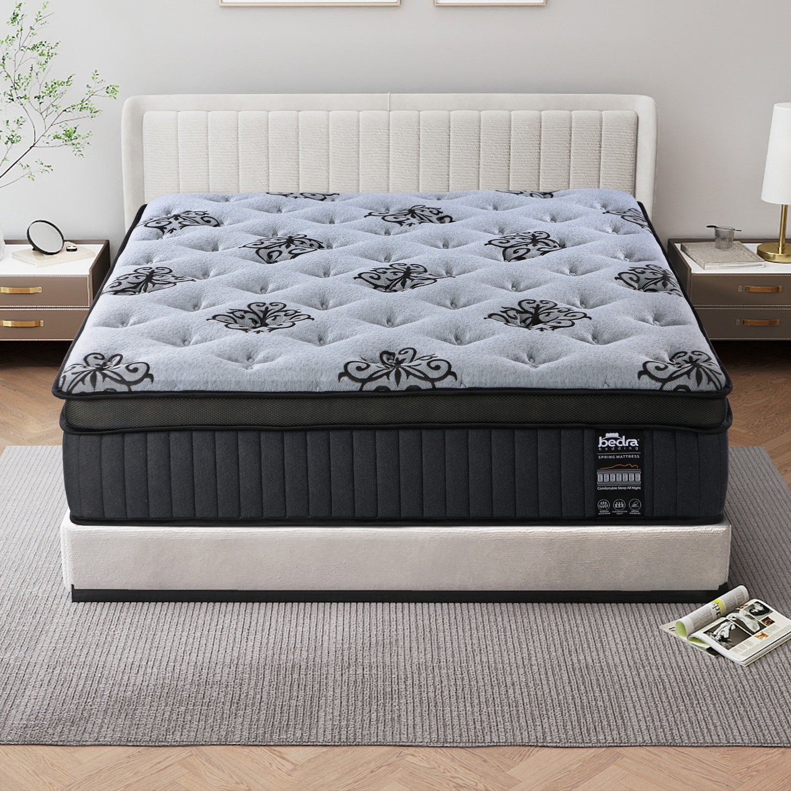 Bedra Double Mattress Bamboo Pocket Spring Euro Top Medium Firm Egg Foam 32cm