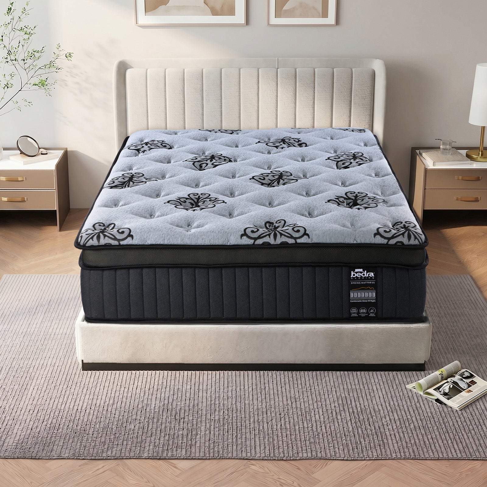 Bedra King Single Mattress Bamboo Pocket Spring Euro Top Medium Firm 32cm