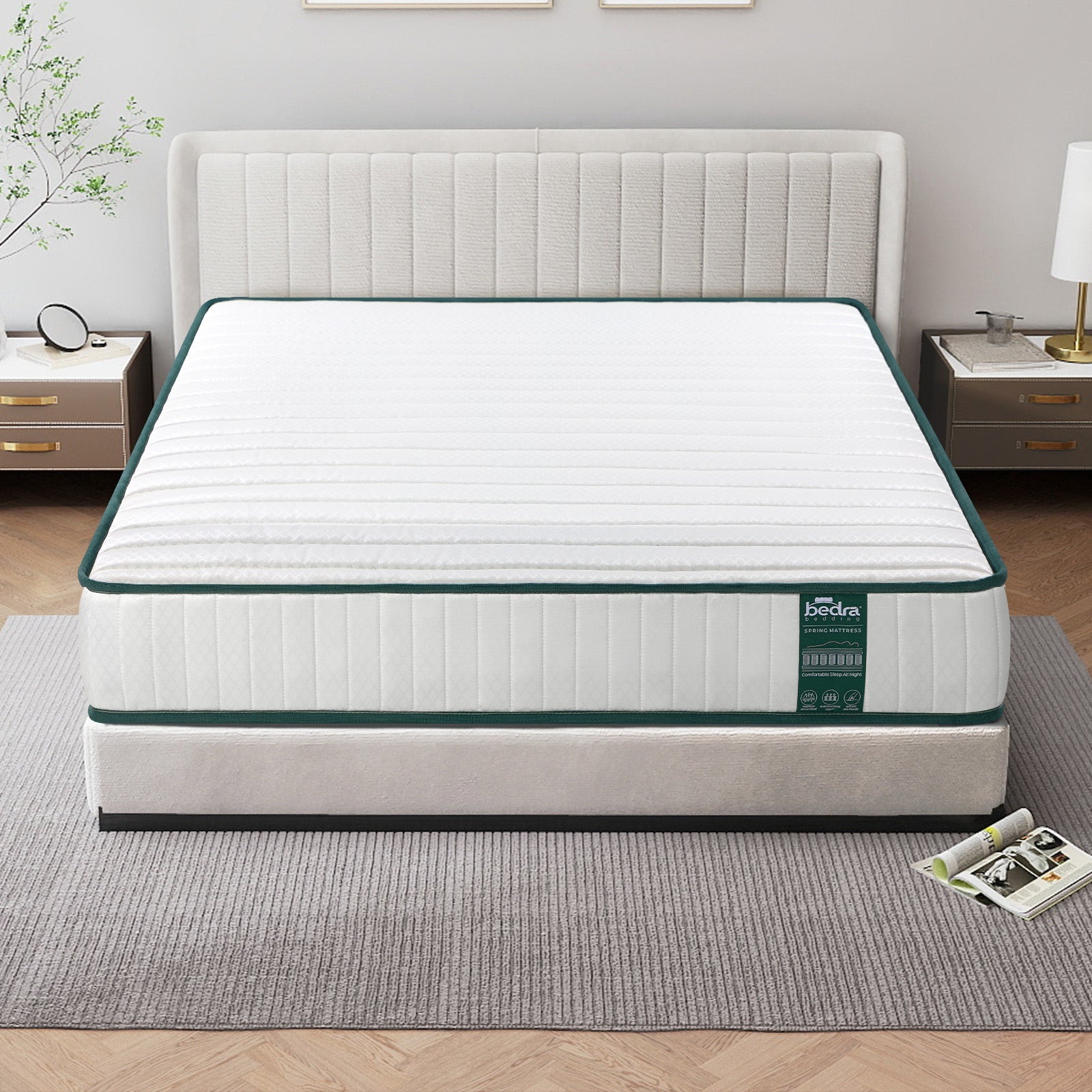 Bedra Double Mattress Tight Top Pocket Spring Coil Sleep Foam Extra Firm 21cm