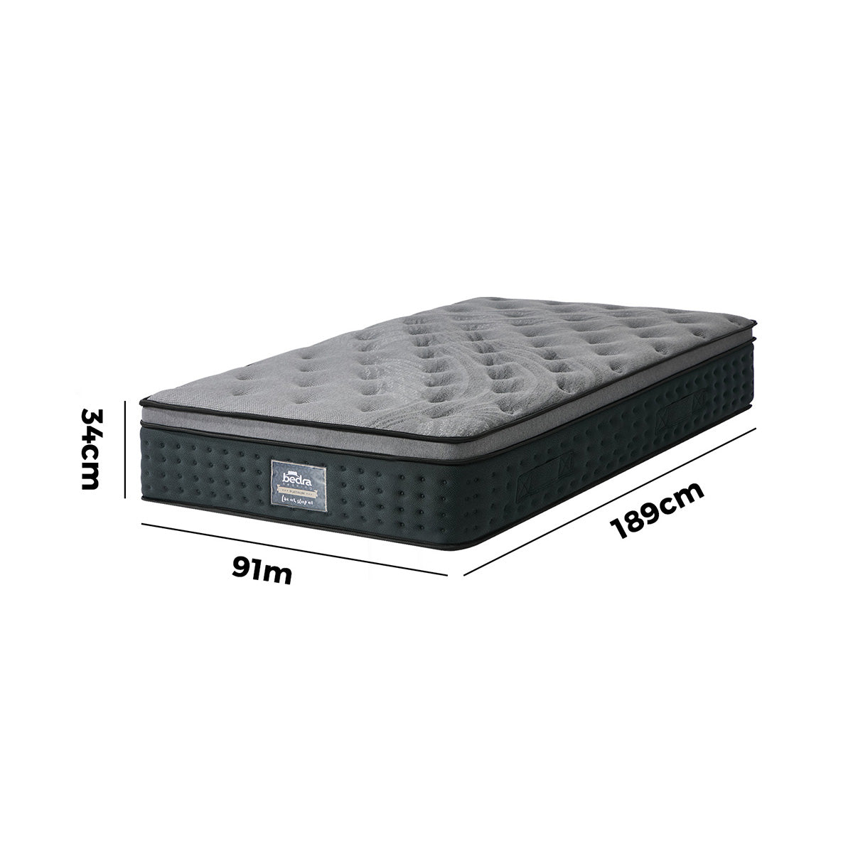 Bedra Single Mattress Euro Top Spring Medium Firm Motion Isolation 34cm