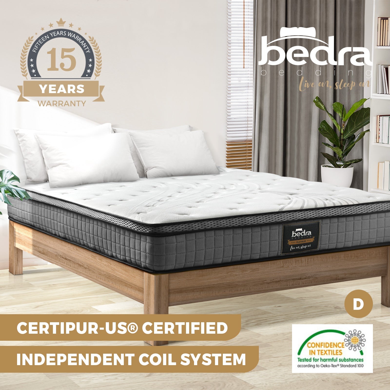 Bedra Queen Double Single King Single Mattress Bed 4D Mesh Fabric Euro Top 22cm - Sunyee