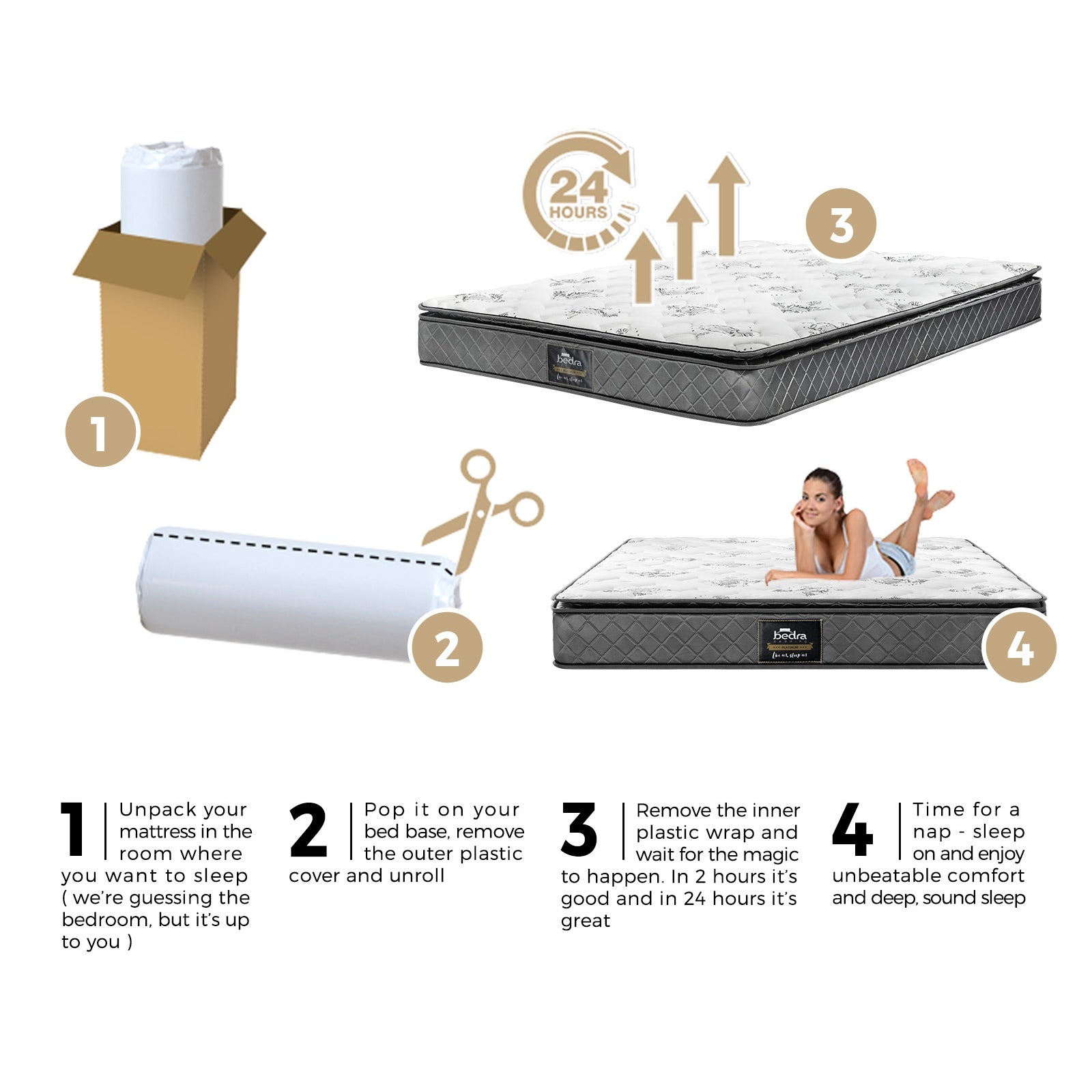 Bedra Double Mattress Breathable Luxury Bed Bonnell Spring Foam Medium 21cm - Sunyee