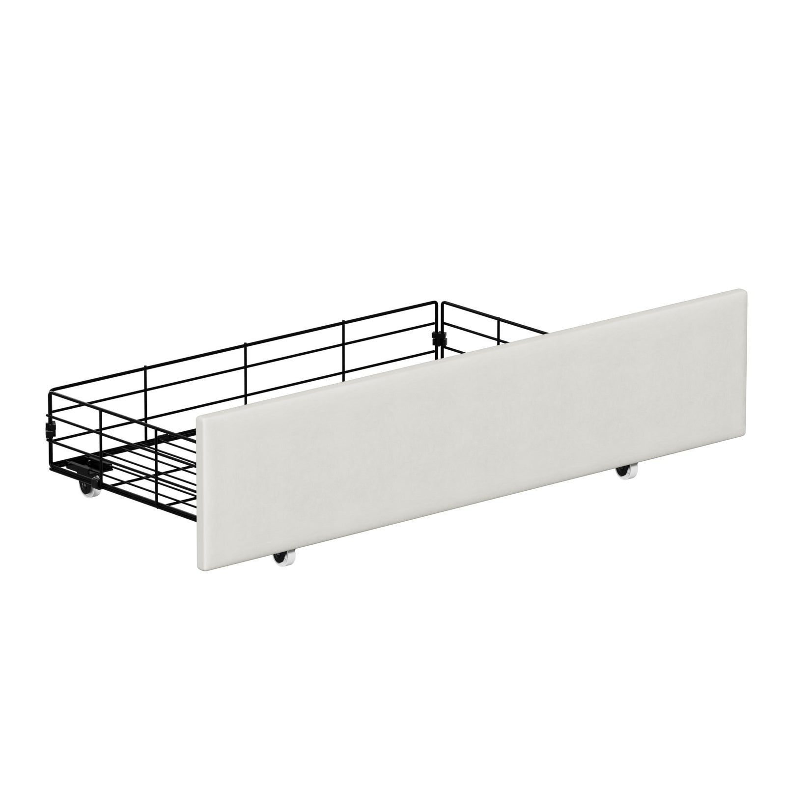 Oikiture Bed Frame Trundle Storage Metal Drawers Set of 2 White - Sunyee