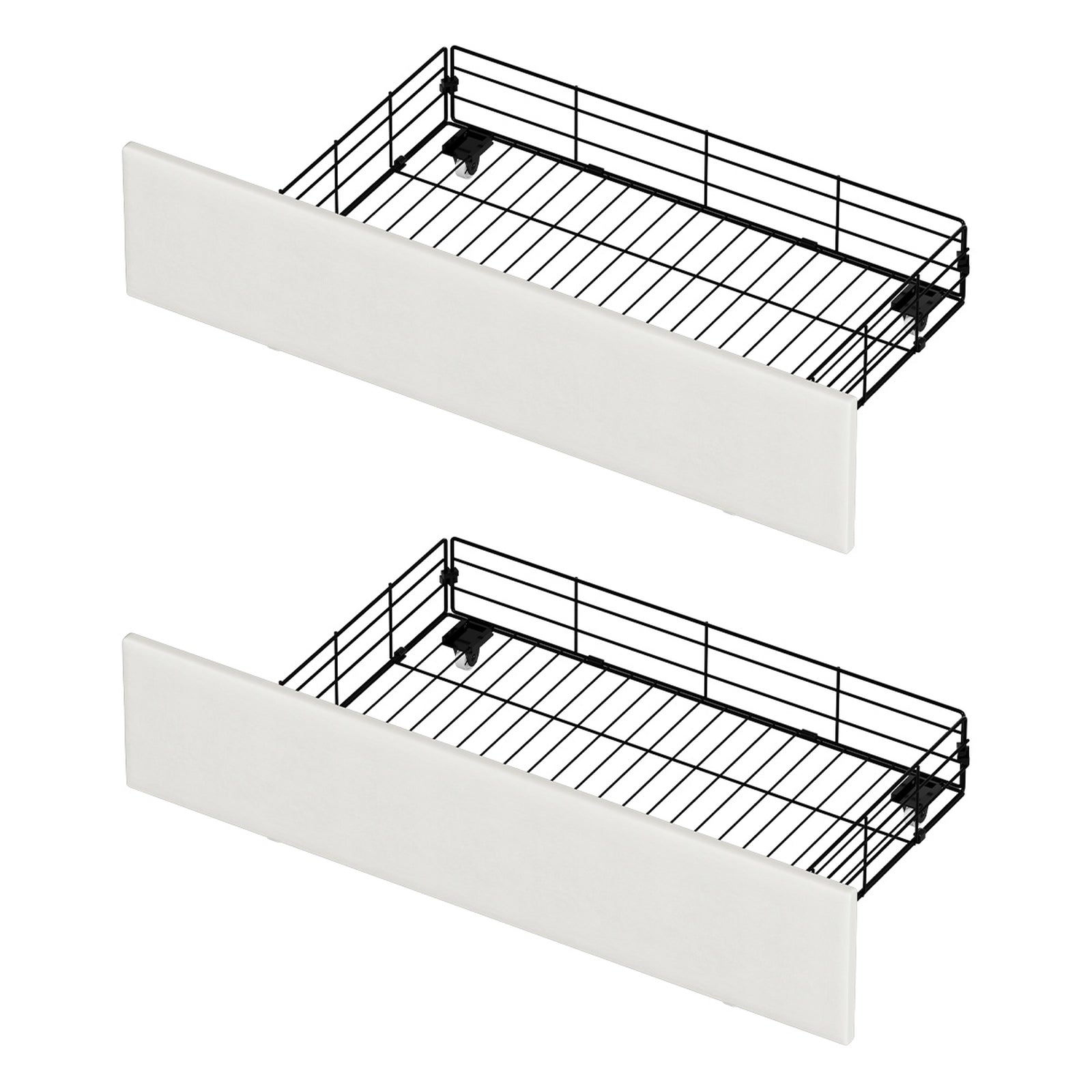 Oikiture Bed Frame Trundle Storage Metal Drawers Set of 2 White - Sunyee
