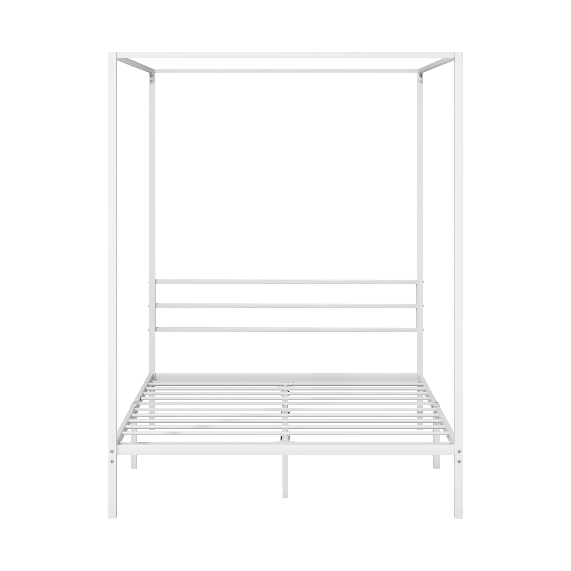 Oikiture Metal Canopy Bed Frame Double Size Beds Platform White