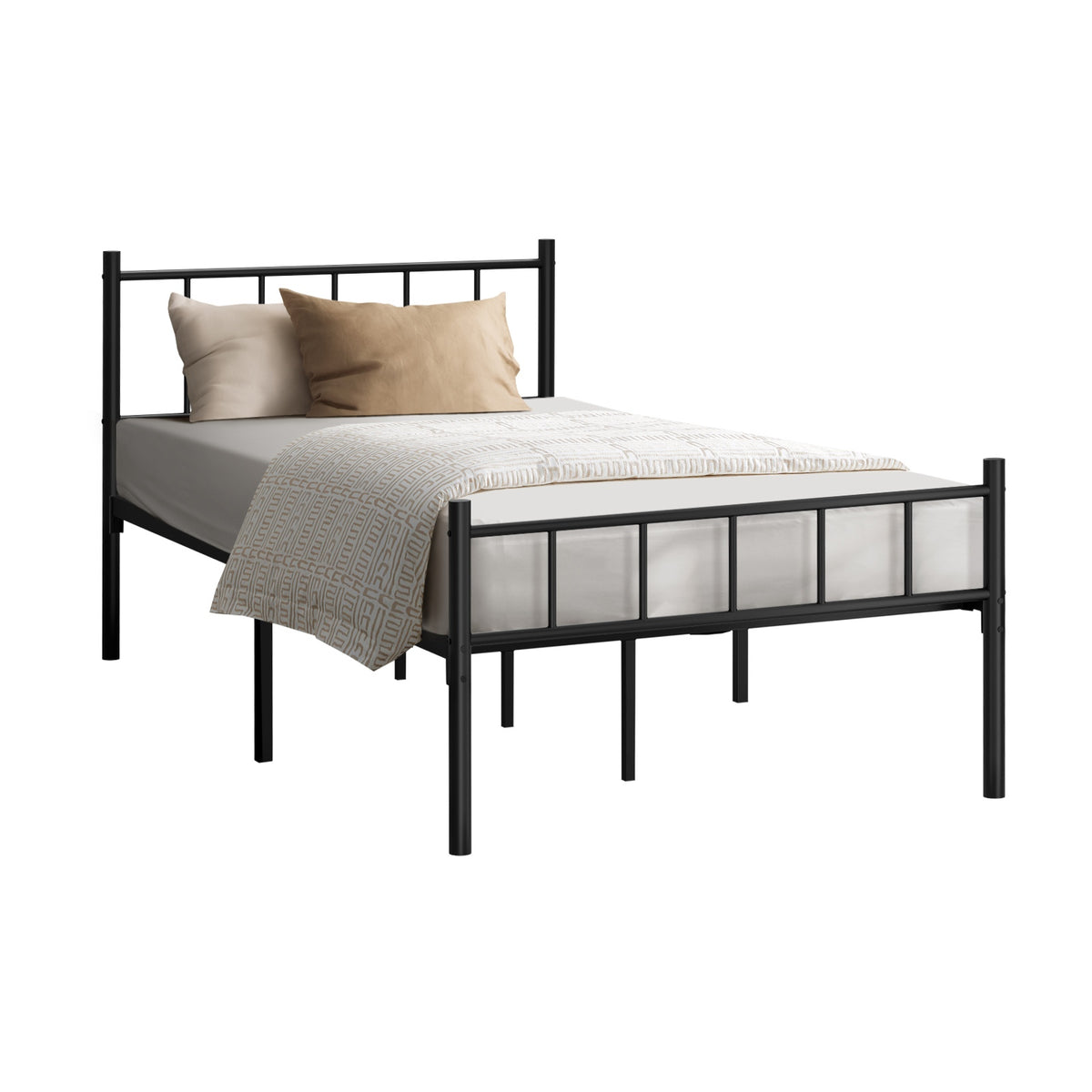 Oikiture Bed Frame King Single Metal Base Platform Foundation Black