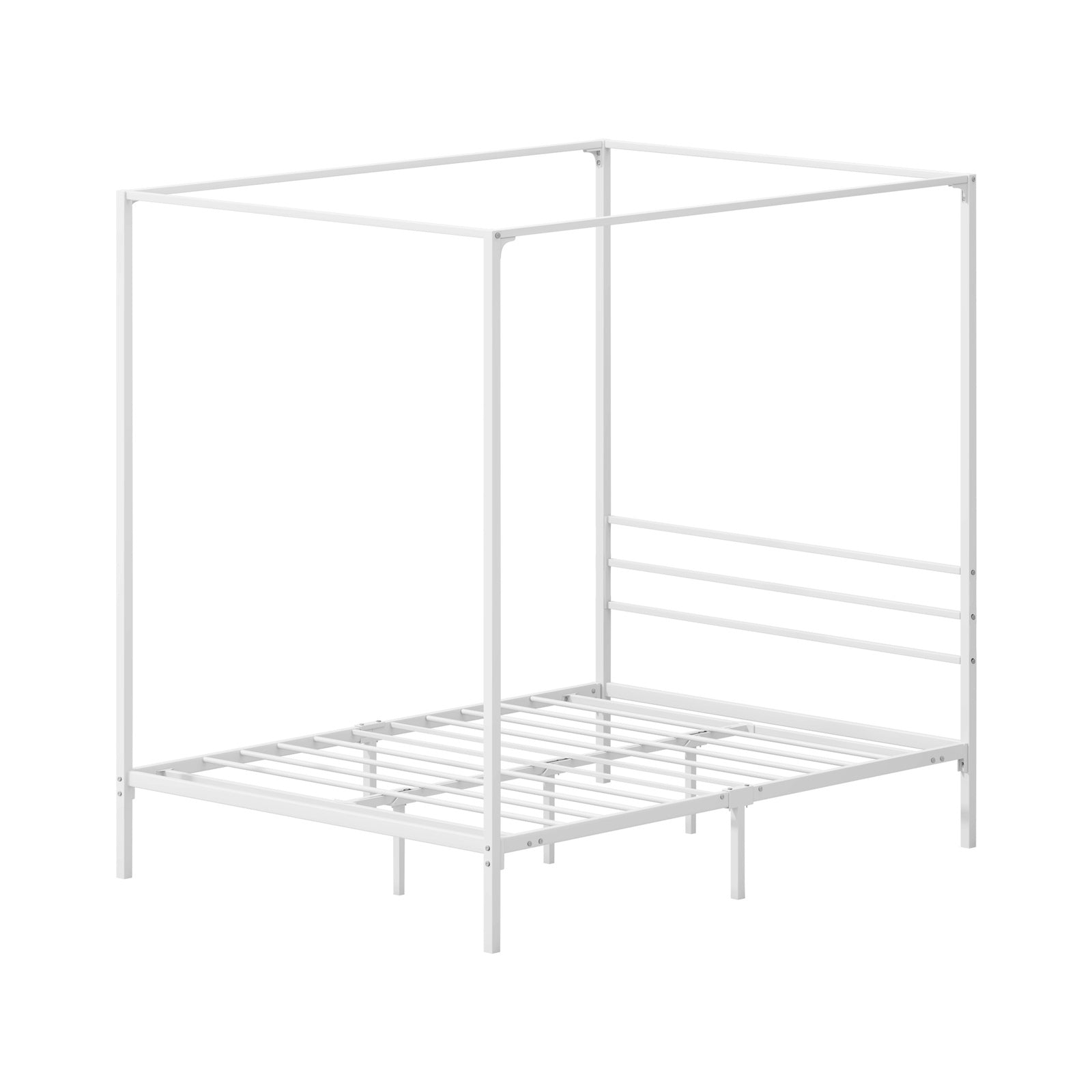 Oikiture Metal Canopy Bed Frame Double Size Beds Platform White - Sunyee