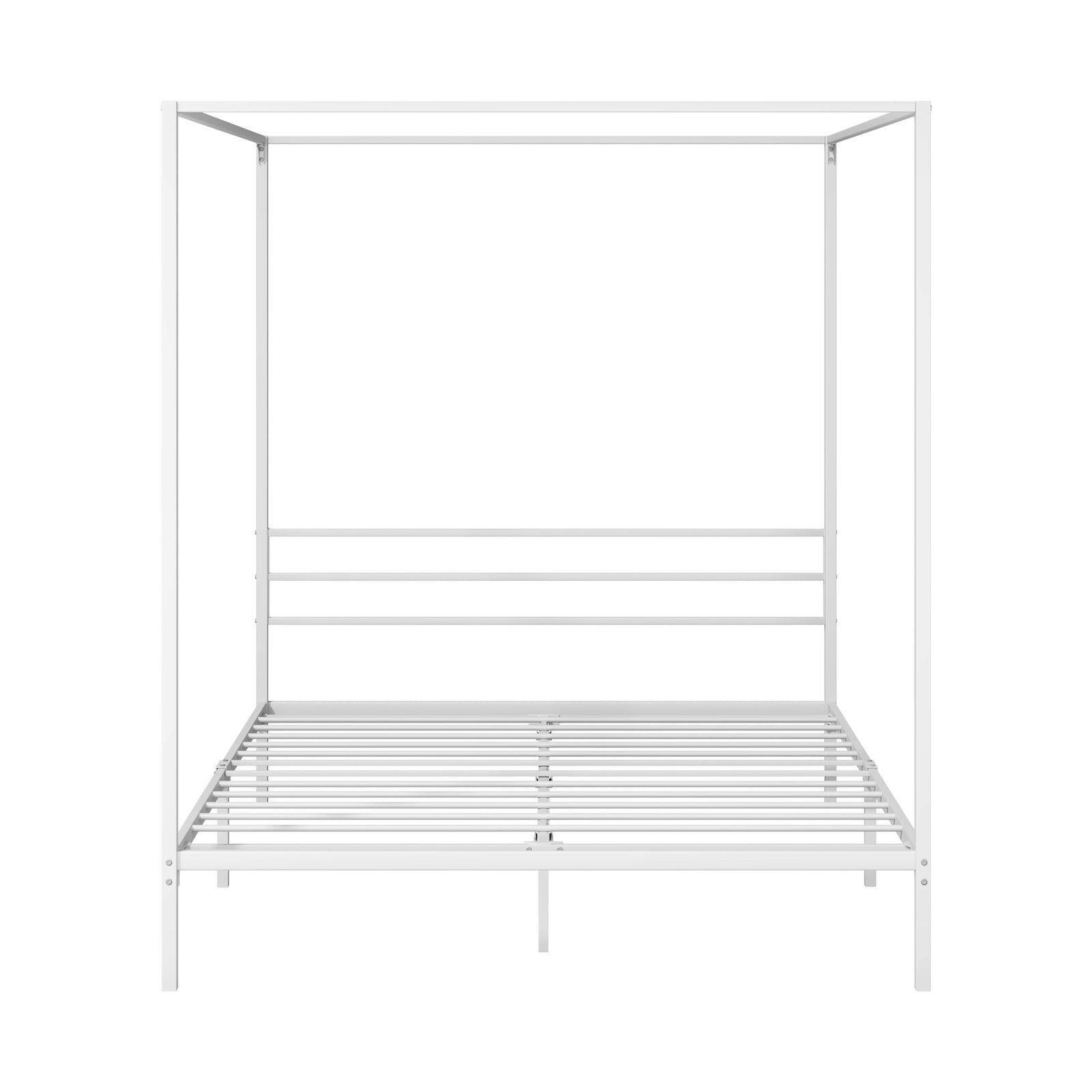 Oikiture Metal Canopy Bed Frame Queen Size Beds Platform White