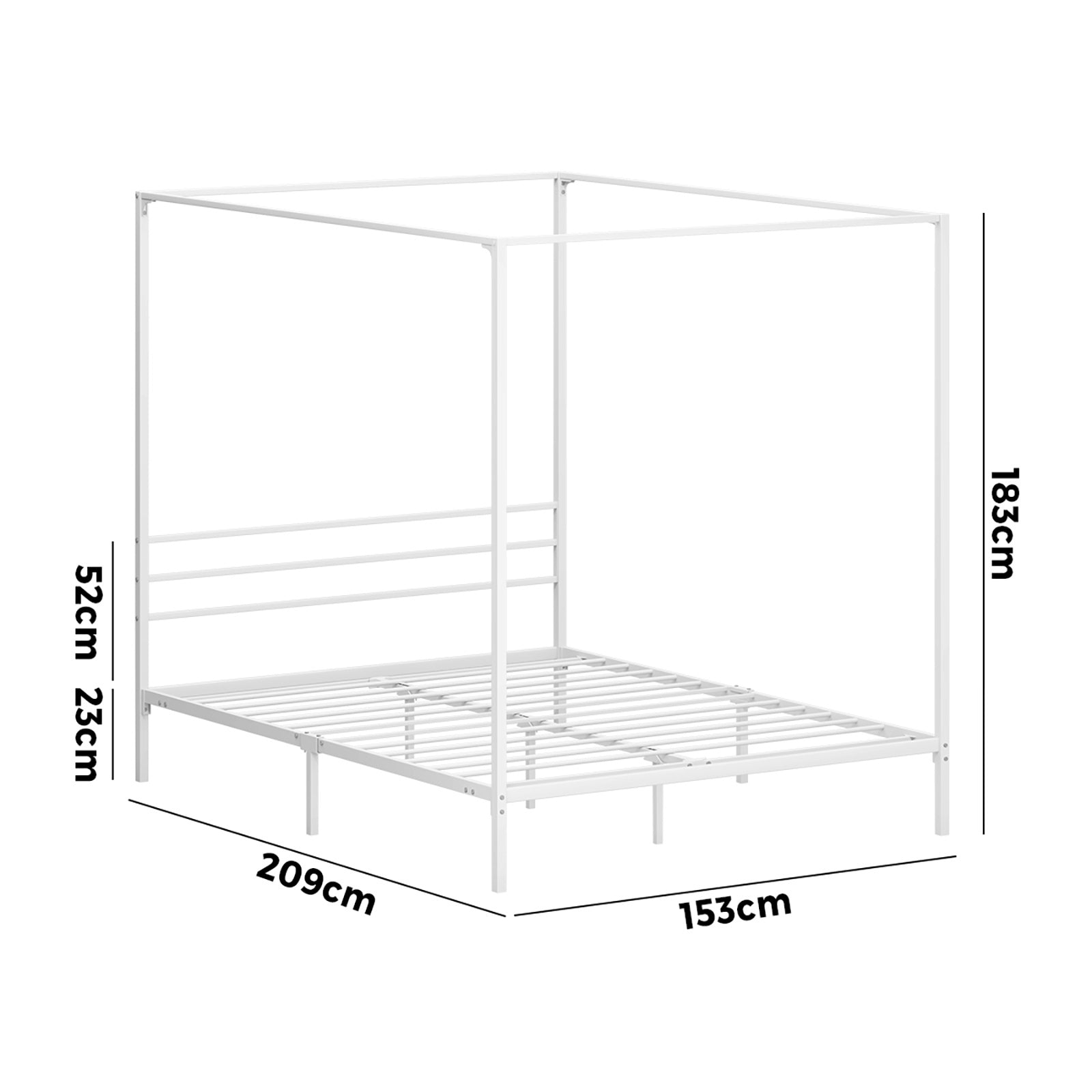Oikiture Metal Canopy Bed Frame Queen Size Beds Platform White
