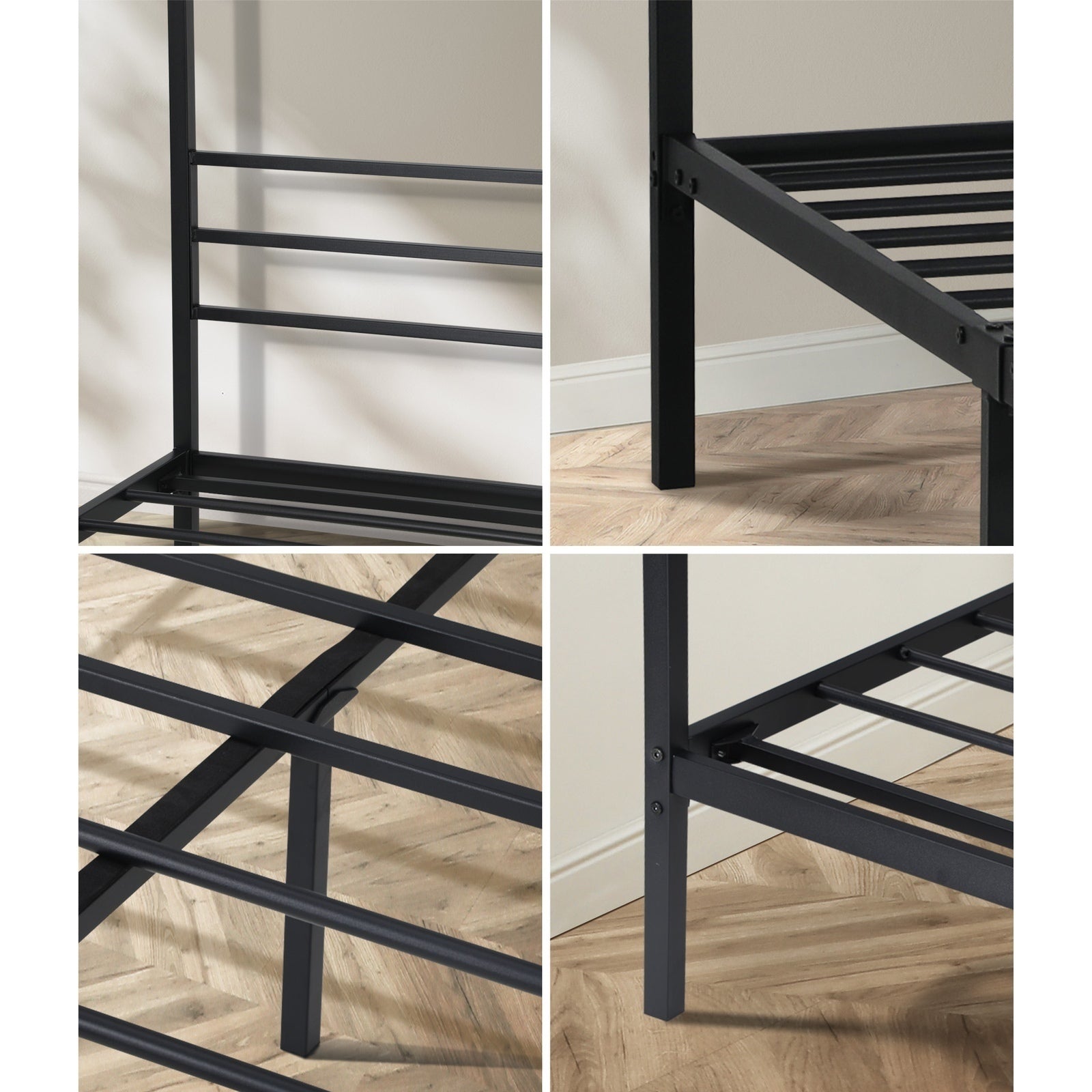 Oikiture Metal Canopy Bed Frame Single Size Beds Platform