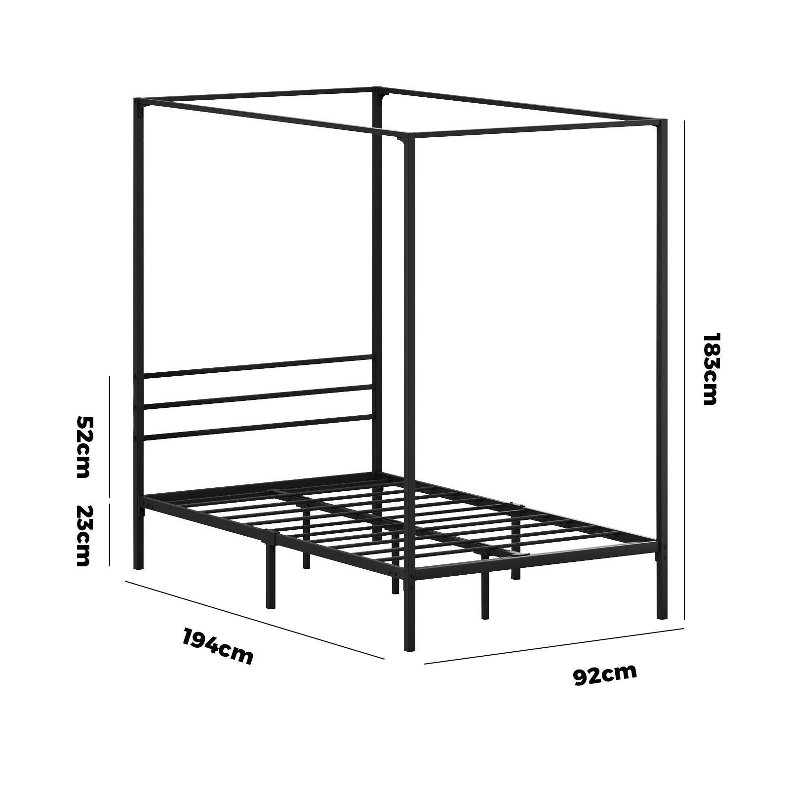 Oikiture Metal Canopy Bed Frame Single Size Beds Platform