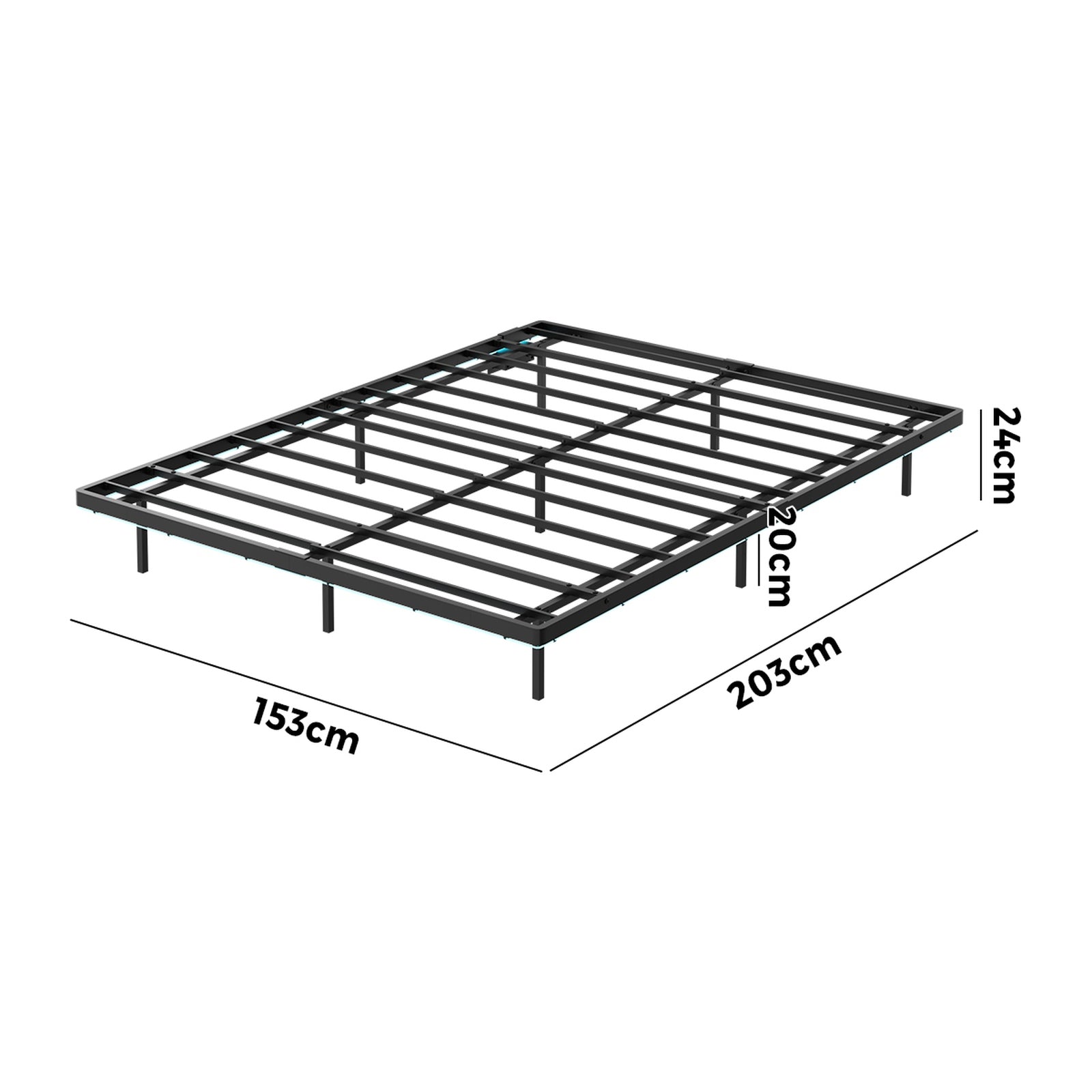 Oikiture Floating Metal Bed Frame Queen Size Platform LED Light AC USB Black