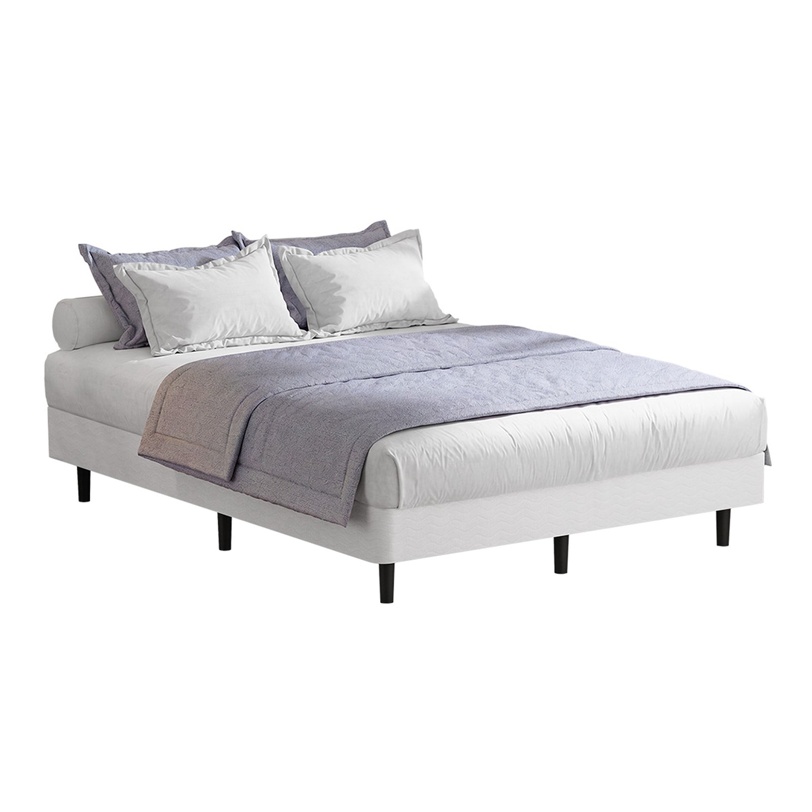 Oikiture Queen Ensemble Bed Base Metal Bed Frame Fabric Cover Platform Bed