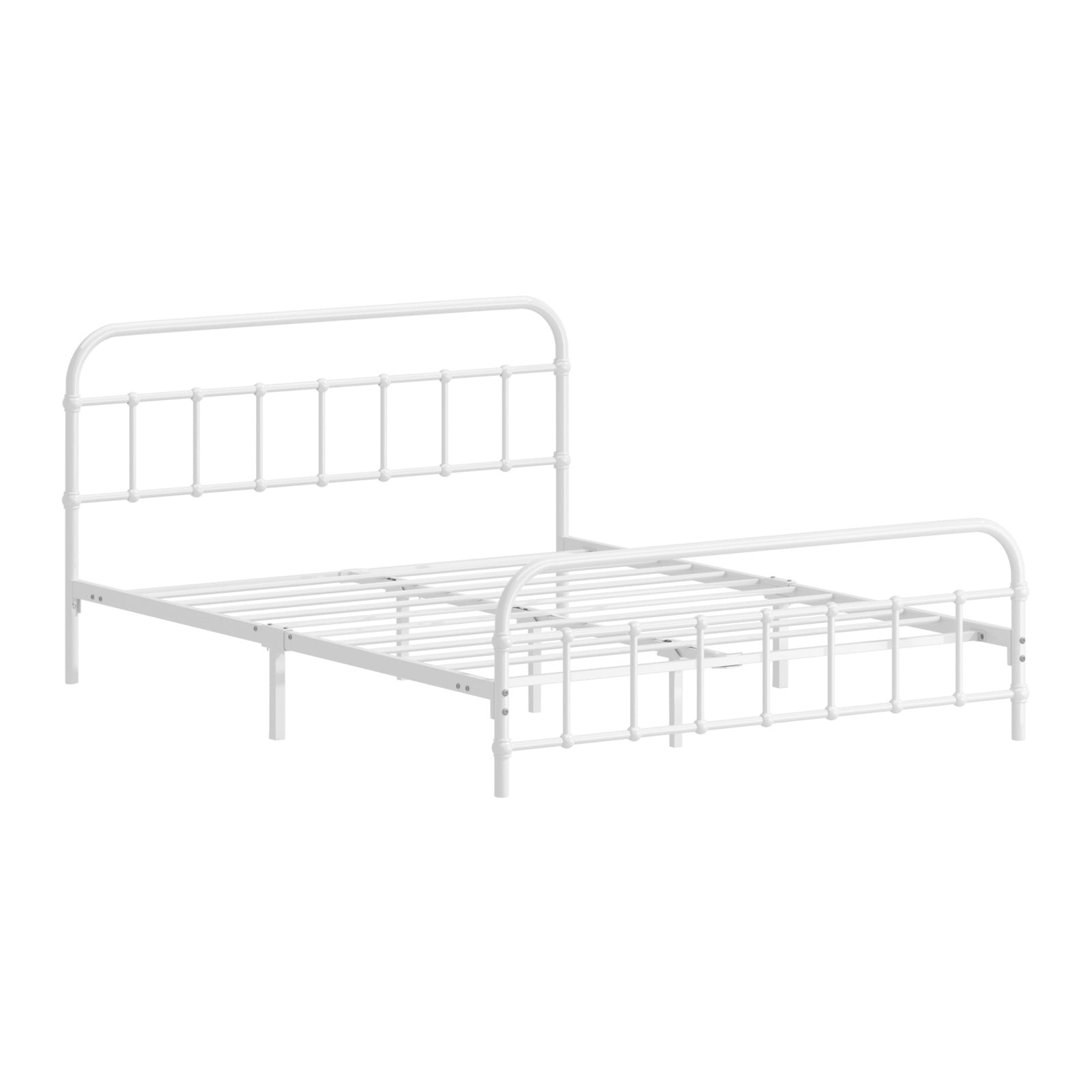 Oikiture Bed Frame Metal Bed Base Double Size Bed Platform White - Sunyee