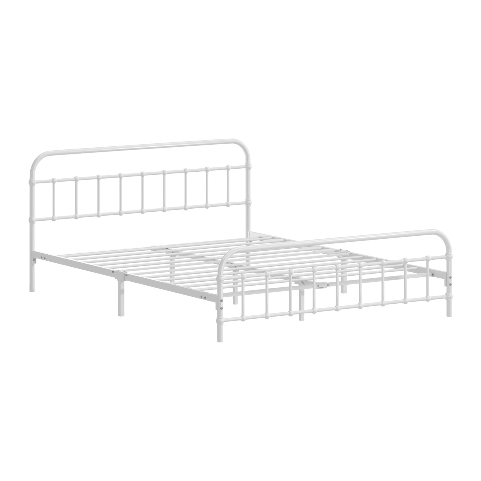 Oikiture Metal Bed Frame Queen Double King Single Size Bed Base White - Sunyee
