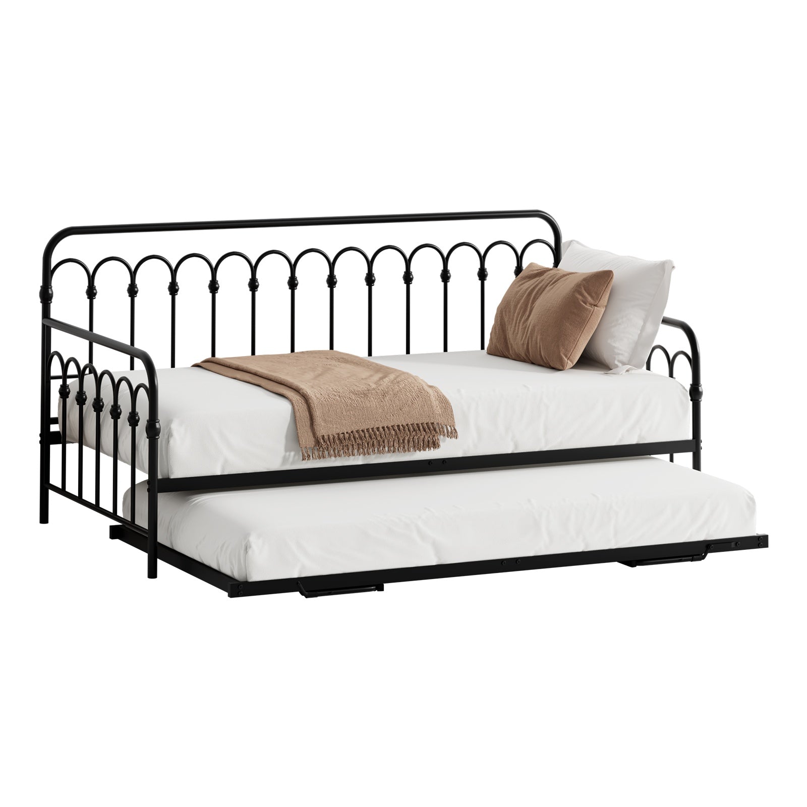 Oikiture Metal Daybed Frame Single Size Base Sofa Bed Steel Slat Support - Sunyee