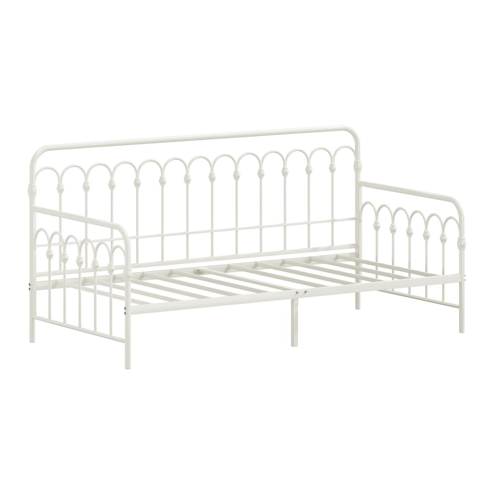 Oikiture Metal Daybed Frame Single Size Sofa Bed Steel Slat Support Beige - Sunyee