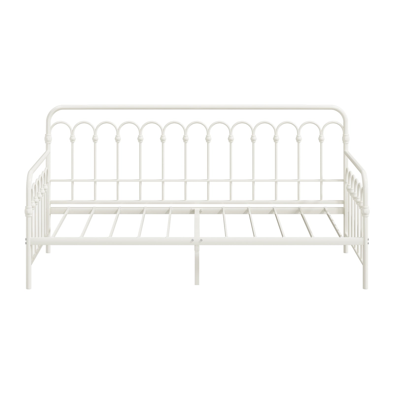 Oikiture Metal Daybed Frame Single Size Sofa Bed Steel Slat Support Beige - Sunyee