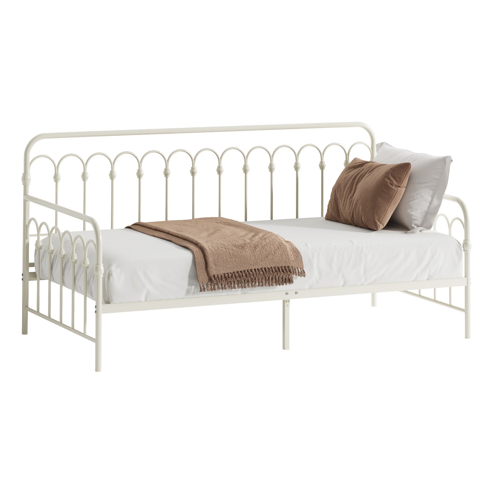 Oikiture Metal Daybed Frame Single Size Base Sofa Bed Steel Slat Support