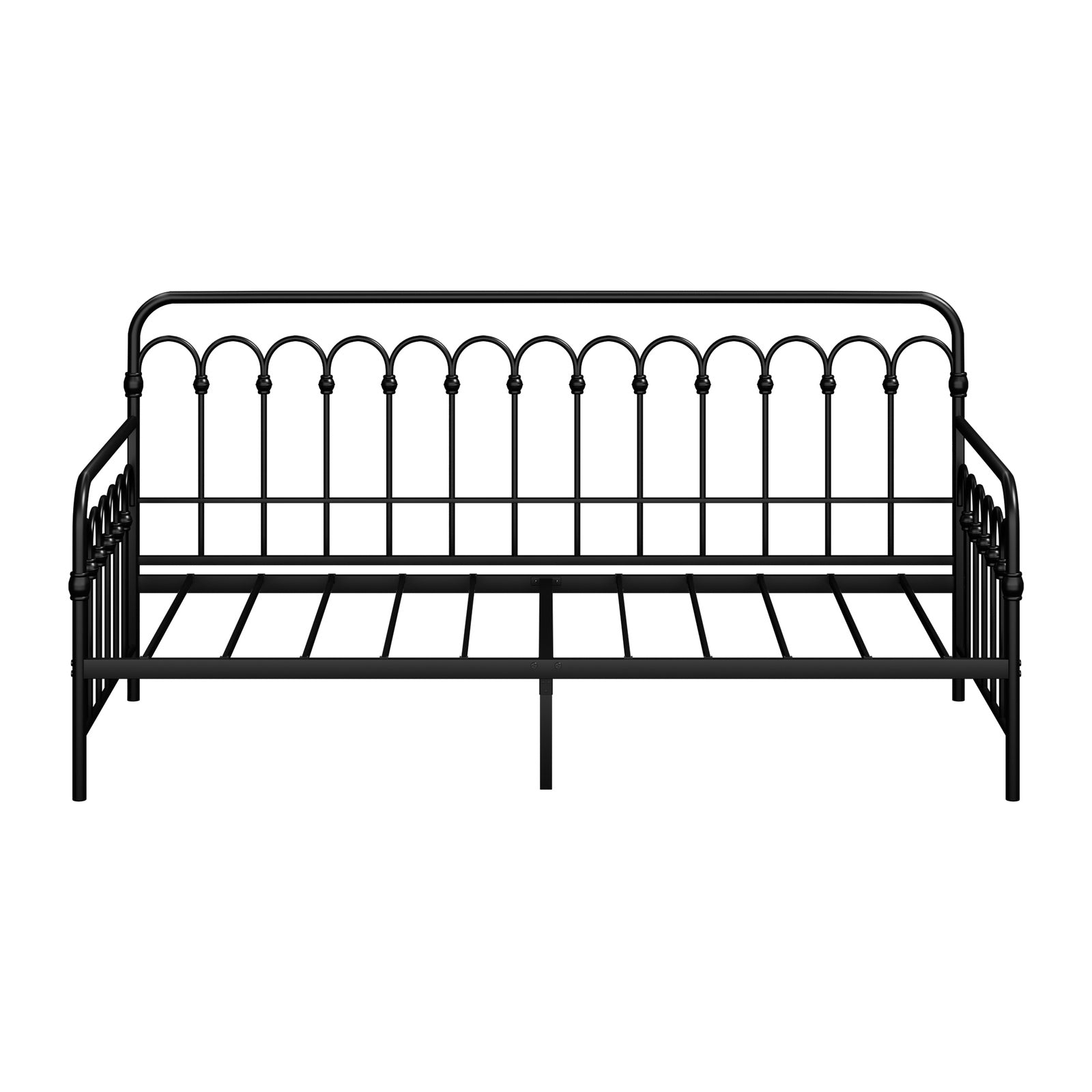 Oikiture Metal Daybed Frame Single Size Sofa Bed Steel Slat Support Black - Sunyee