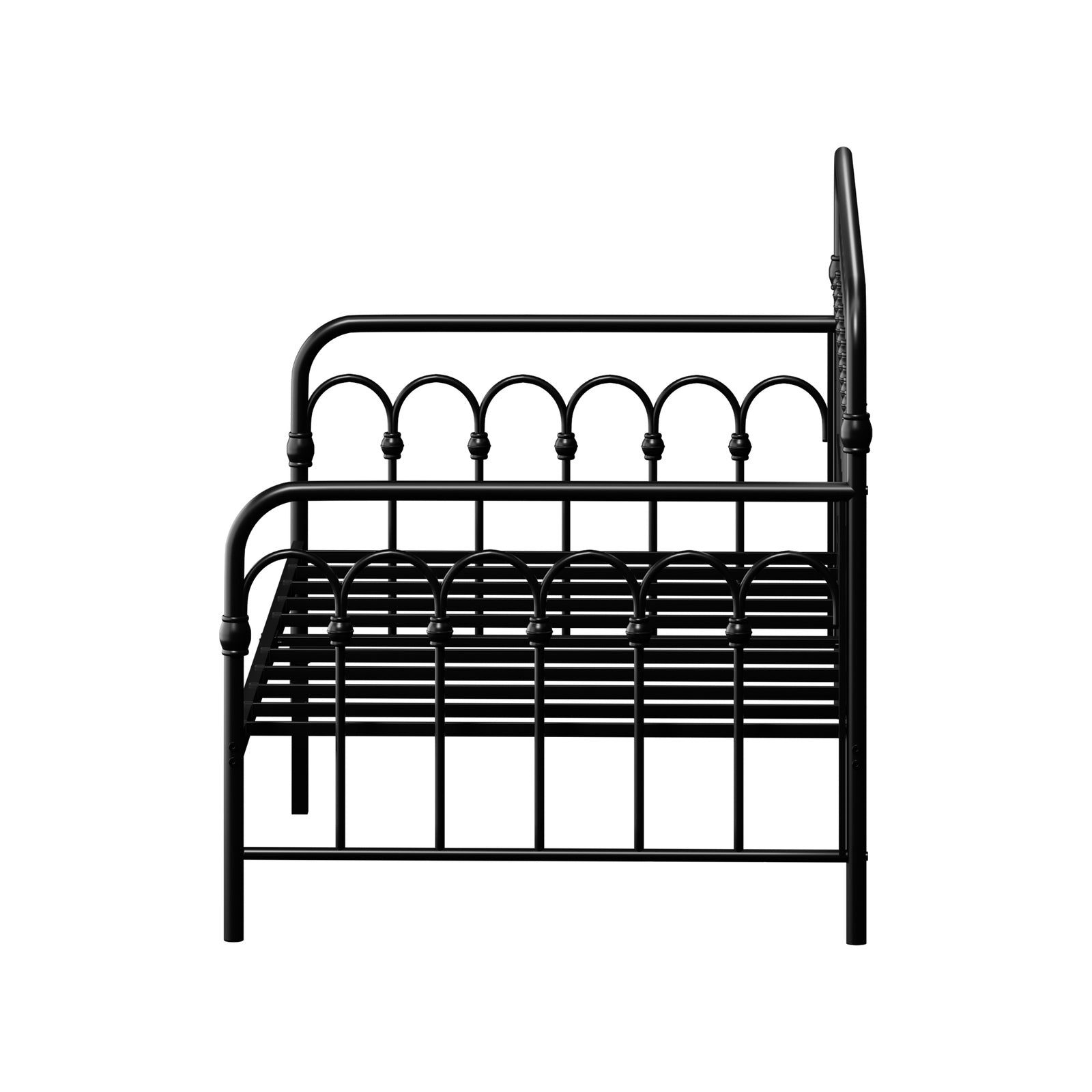 Oikiture Metal Daybed Frame Single Size Sofa Bed Steel Slat Support Black - Sunyee