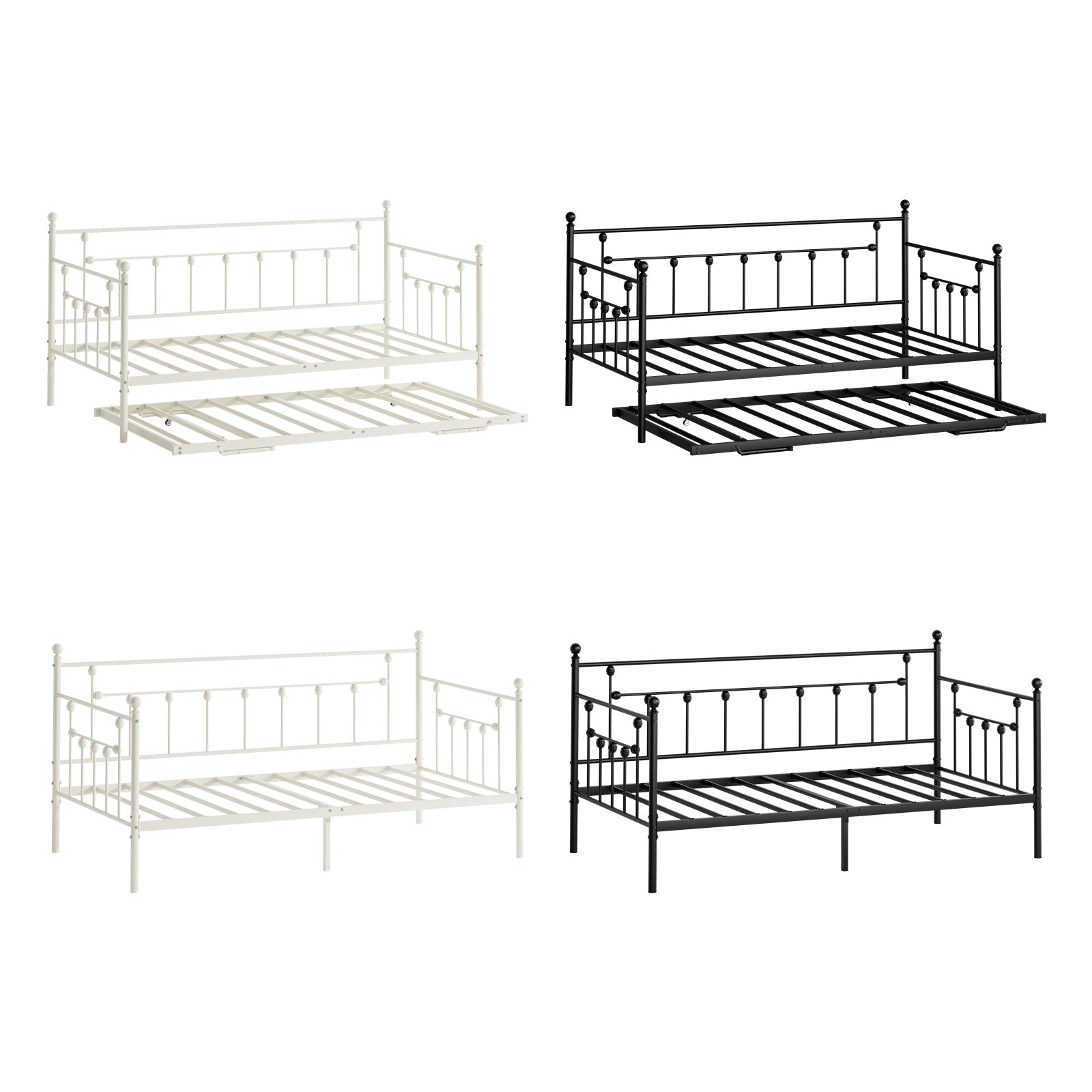 Oikiture Metal Daybed Frame Single Size Sofa Bed Base Steel Slat Suppor