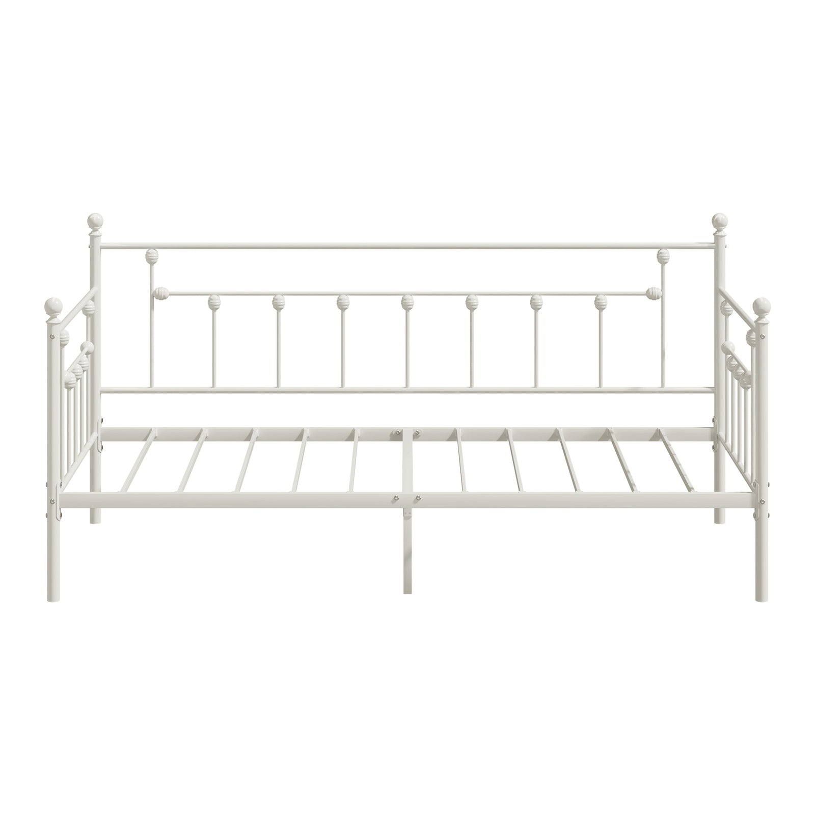 Oikiture Metal Daybed Frame Single Size Steel Slat Support Sofa Bed Beige